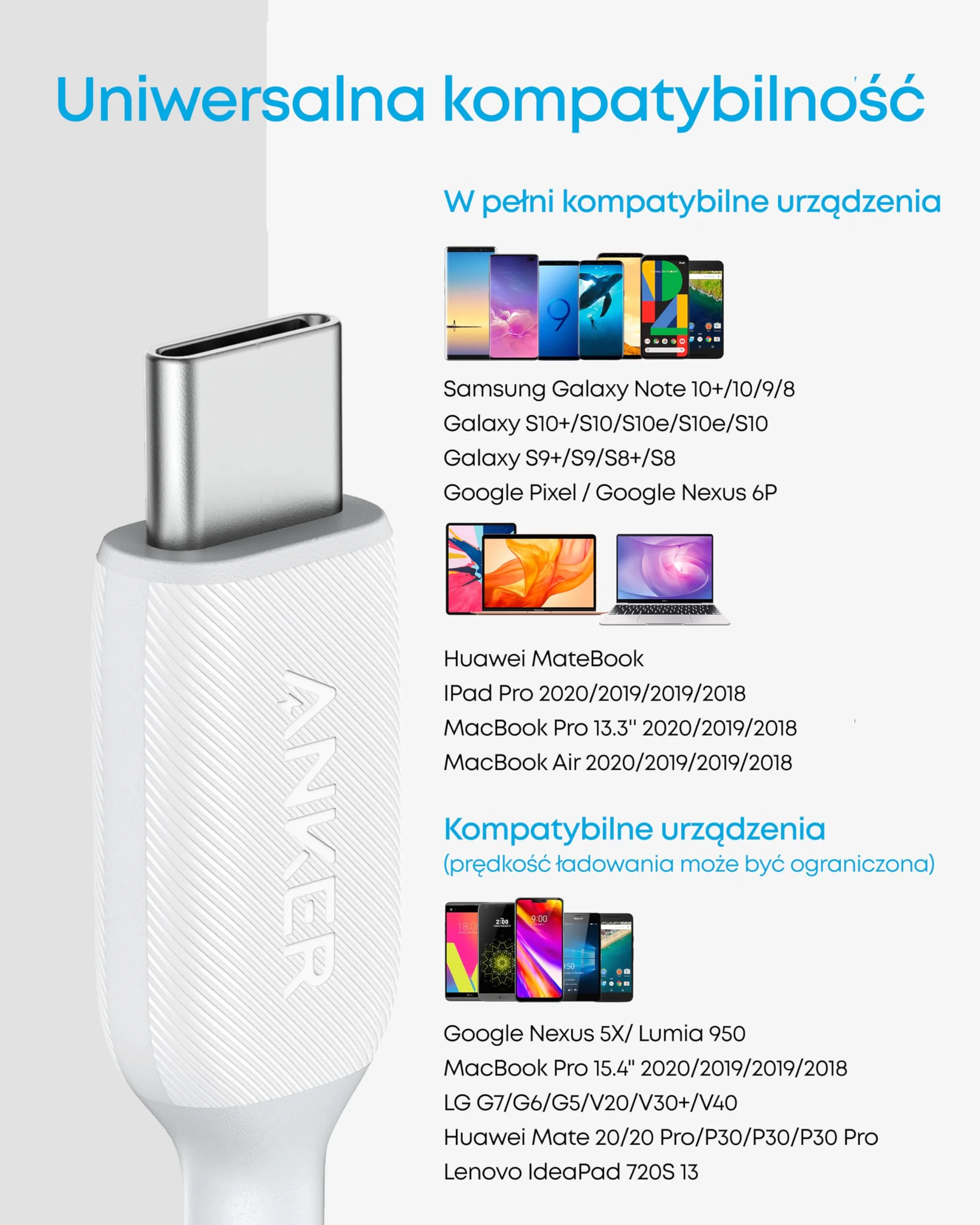 Kabel USB C 60 W, kabel Anker Powerline III USB-C do USB-C 2.0 (91 cm), kabel ładujący USB C do MacBook Pro 2020, iPad Pro 2020, iPad Air 4, Switch, Samsung Galaxy S20 Plus S9 S8 Plus