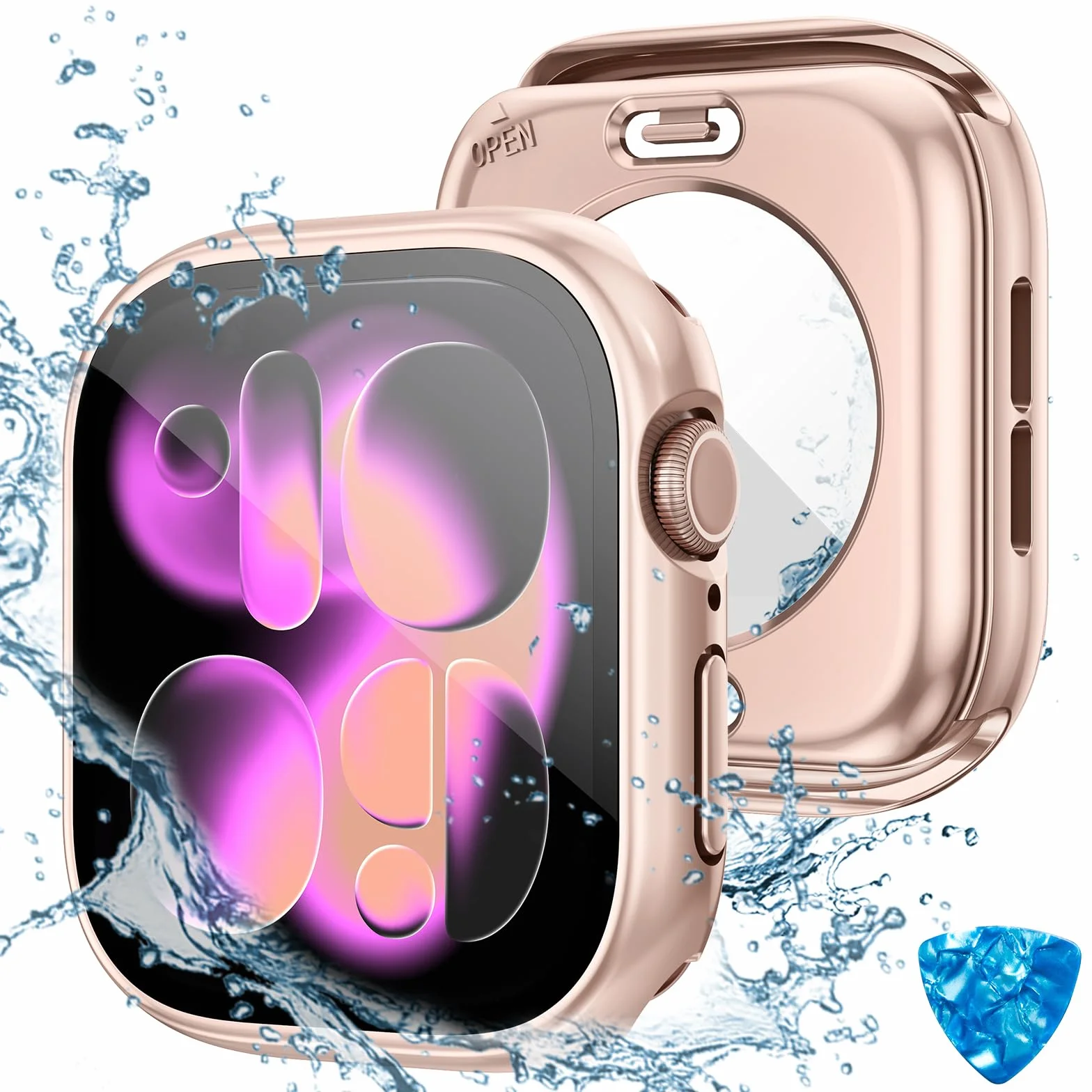 [2 w 1] Wodoodporne etui do Apple Watch Series 10 46 mm osłona ekranu, 360 ochronna osłona PC ze szkła hartowanego, przedni i tylny zderzak do iWatch 6/SE/5/4 Pyłoszczelna ochrona przed