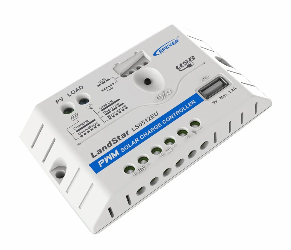 EPEVER® PWM Landstar EU Regulator ładowania Charge controller LS EU 12 V/24 V ze złączem USB (LS0512EU (5A, 12V)), 2511205