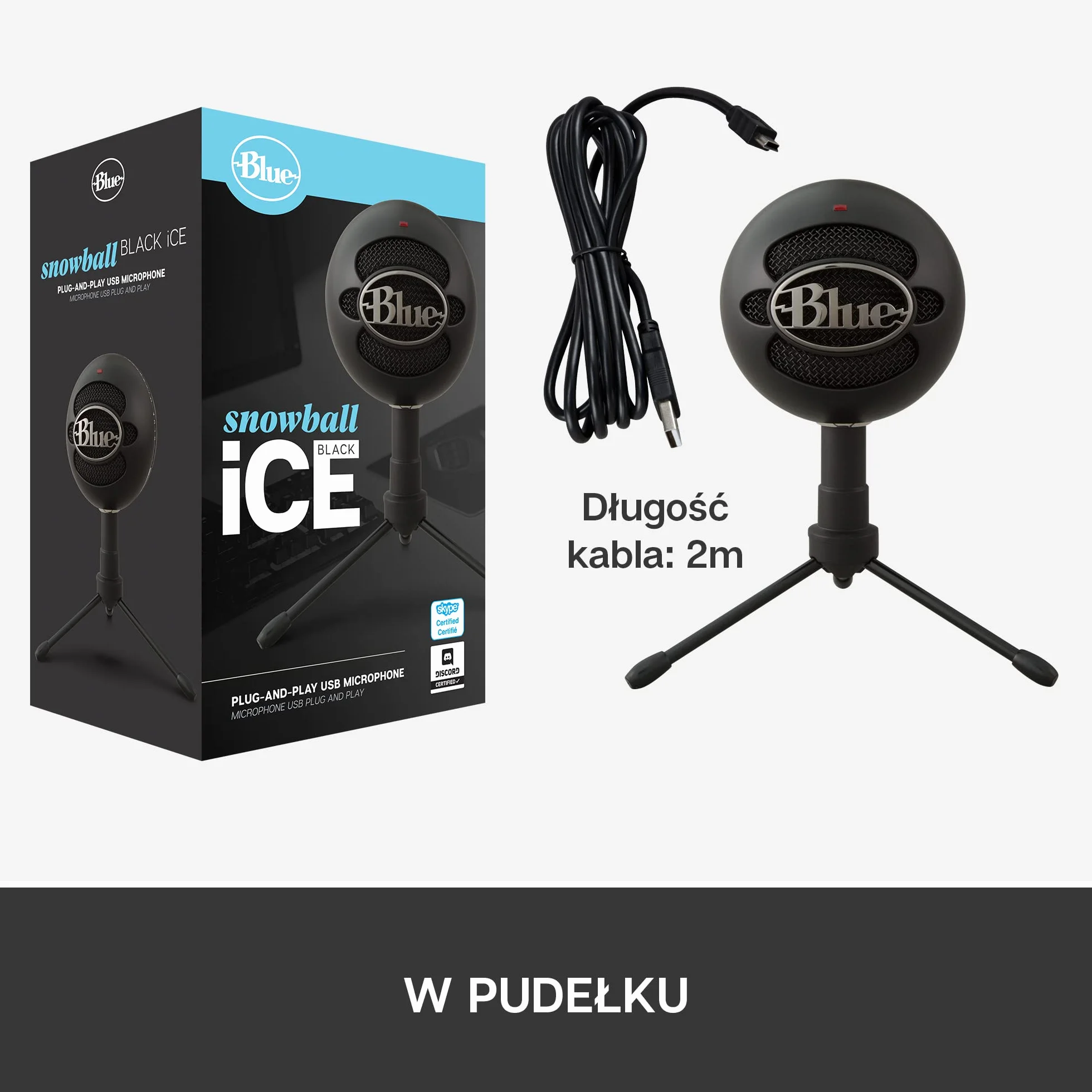 Blue Snowball Mikrofon USB do PC, Maca, Gamingu, Nagrywania, Streamingu, Podcasów, Kardioidalny, Dookólny Mikrofon Pojemnościowy, Stylowy Design Retro - Czarny