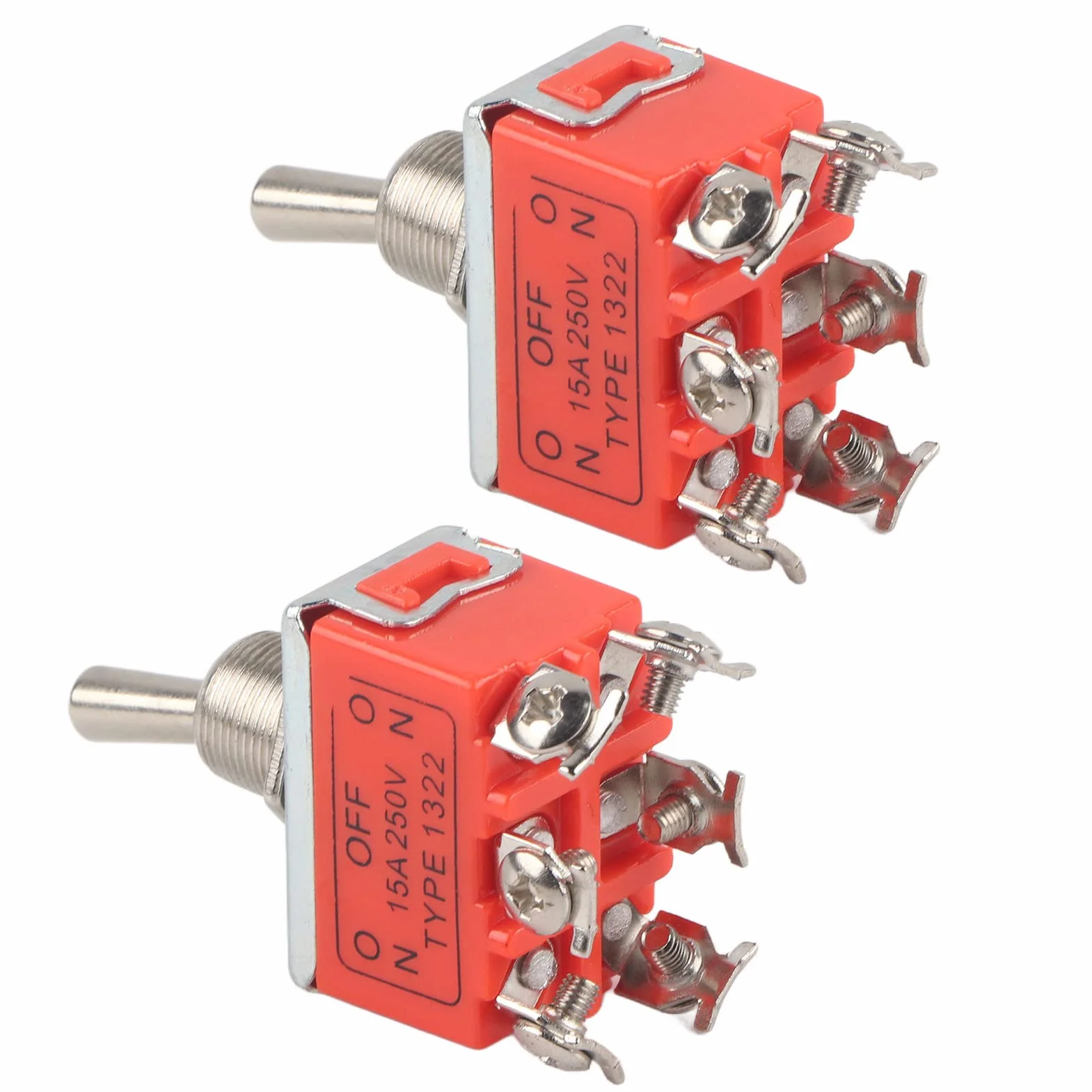 2 szt. Przełącznik Silnika Prądu Stałego CW Przełącznik do Przodu do Tyłu 24 V, Przełącznik Elektryczny do Przodu do Tyłu Silnik CCW 6-pinowy Przełącznik Dwupozycyjny 250 V 15 A,