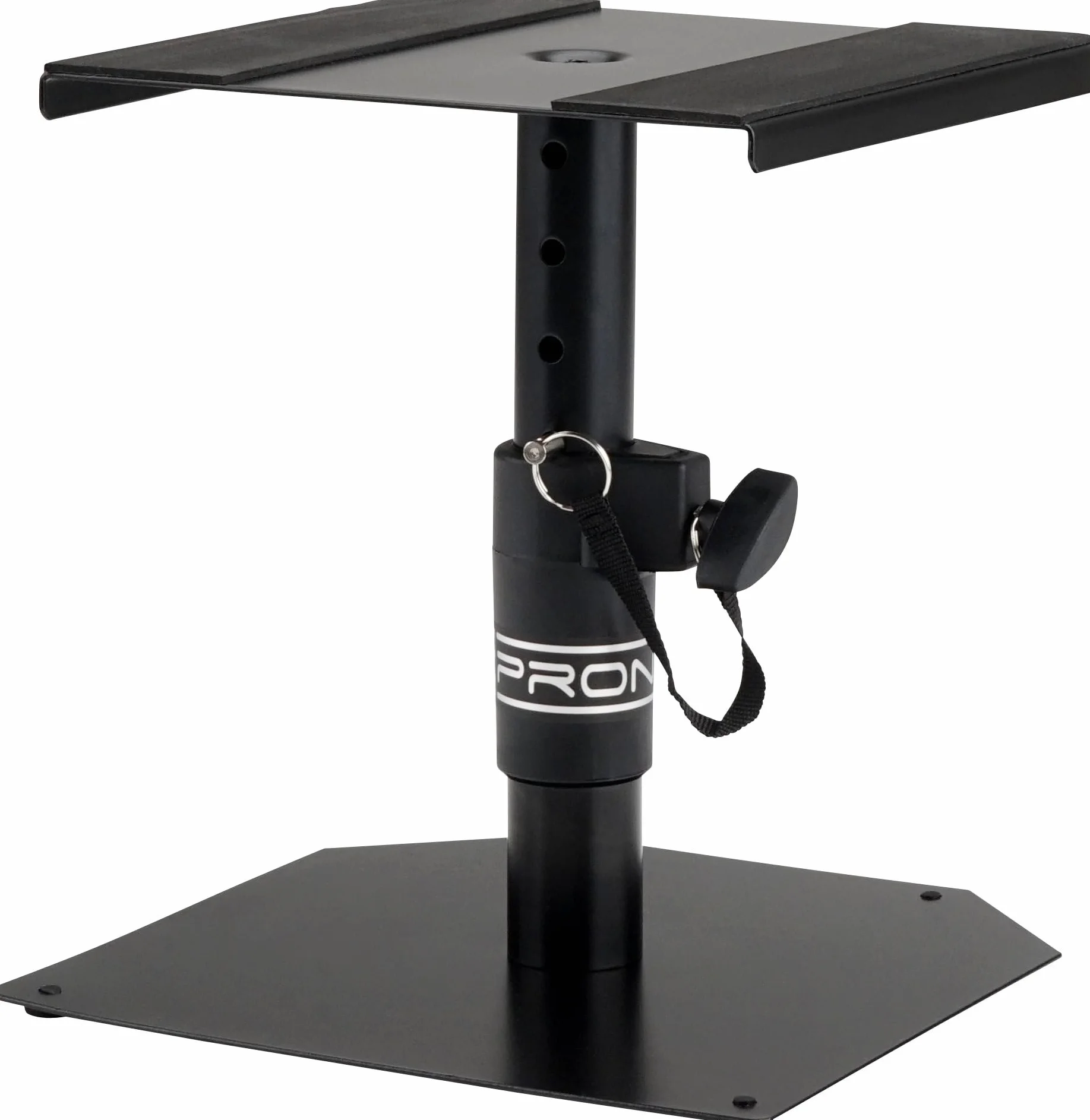 Pronomic SLS-15 monitory stołowe do monitorów studyjnych (2 stabilne stojaki głośnikowe do monitorów studyjnych, niski profil, regulacja wysokości od 18,5 cm do 27,5 cm, powierzchnia do przechowywania