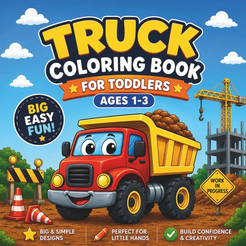 Truck Coloring Book for Toddlers Ages 1-3: Big Easy Construction Vehicles, Dump Trucks and Fun Coloring Pages for Boys: Simple Preschool Truck ... Vehicles for Little Kids and Toddlers