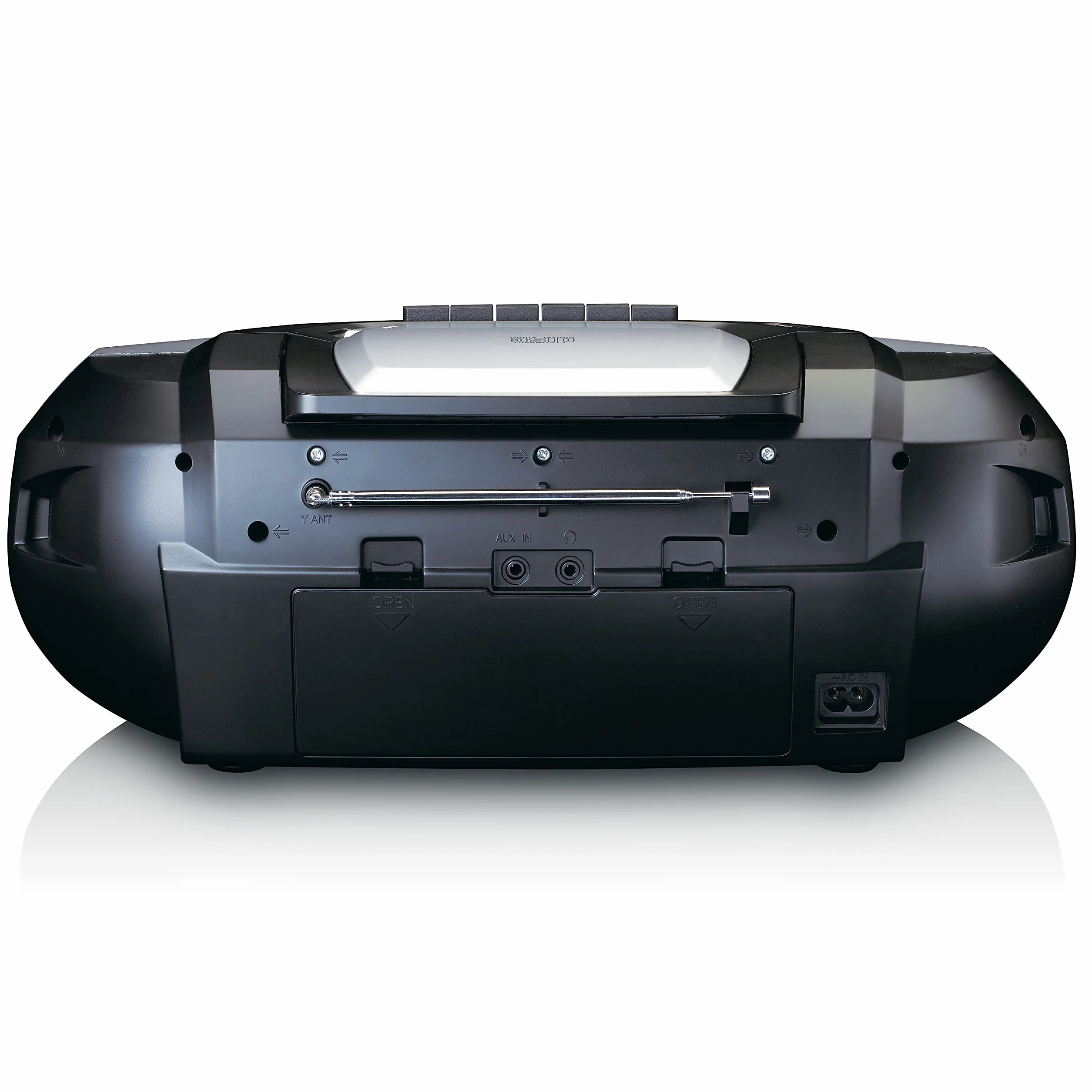 Lenco SCD-720 - Boombox DAB+ - Bluetooth 5.0 - odtwarzacz CD/MP3 od góry - magnetofon - radio FM - złącze USB - 2 x 6 W RMS - Bass Reflex - pilot zdalnego sterowania - srebrny