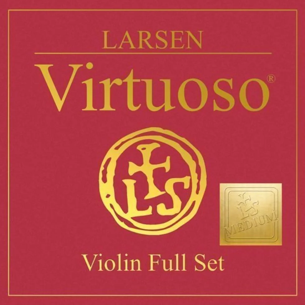 Larsen struny skrzypcowe Virtuoso zestaw E stalowe (z końcówką kulkową), A aluminiowe i D+G srebrne, średnie