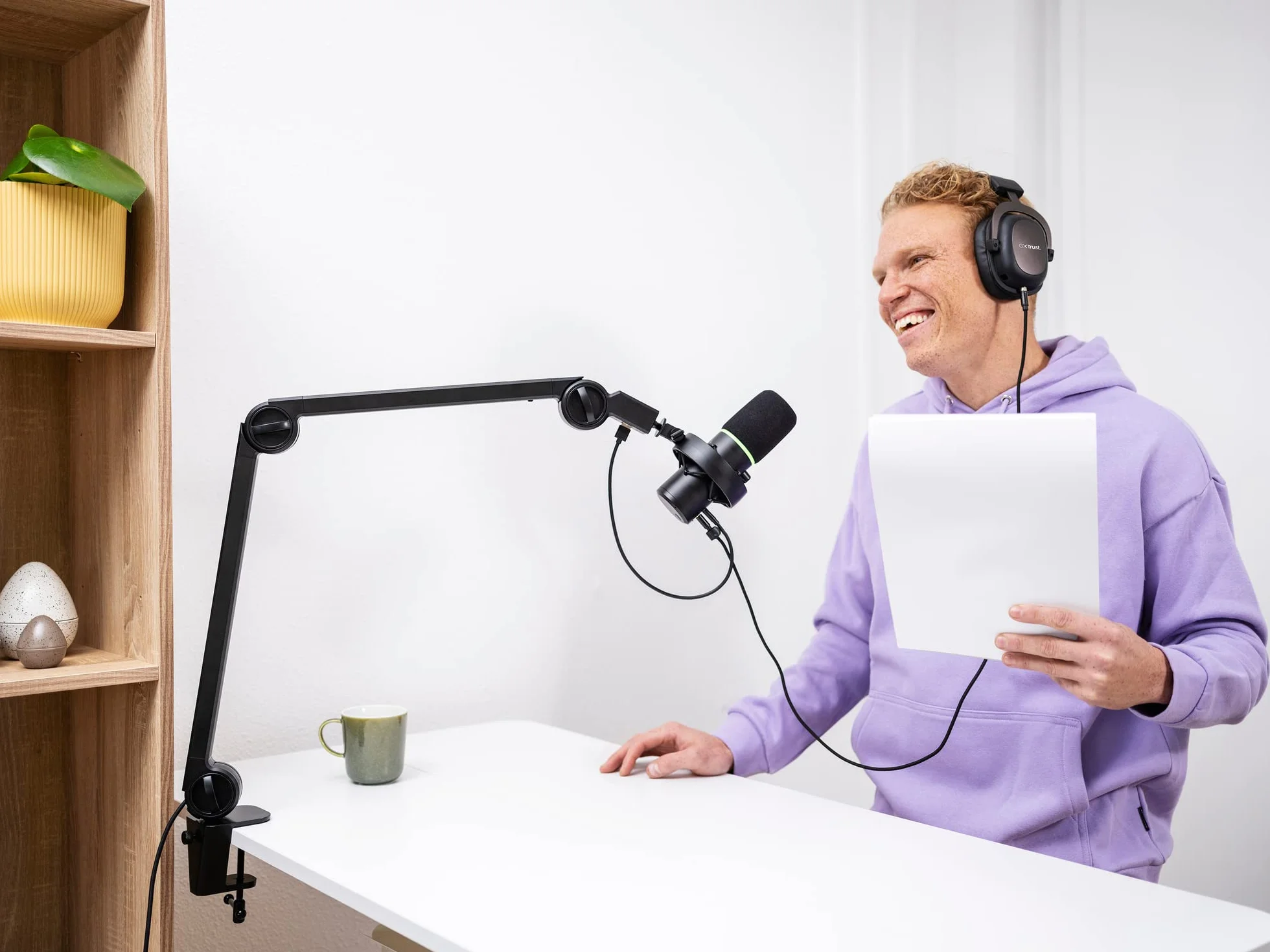 Trust Gaming GXT 255+ Onyx Mikrofon Streamingowy Studyjny z Ramieniem, Pop Filter i Kosz Antywibracyjny, Mikrofon Komputerowy USB z Wysięgnikiem, Podcast, ASMR, Nagrywanie Muzyki, Stream, Gry