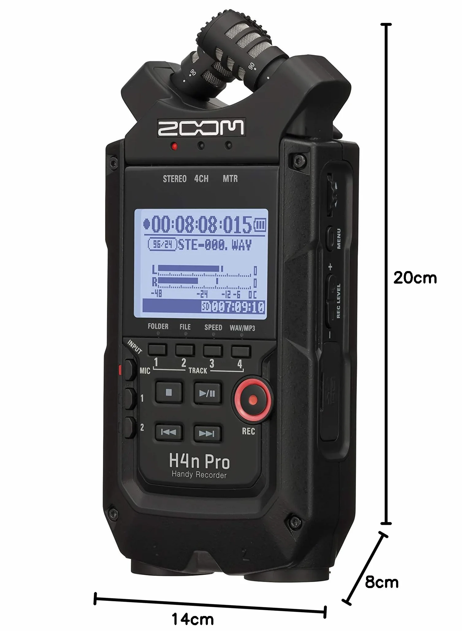 Zoom H4n PRO BK Przenośmy Rejestrator Dźwięku, Czarny, Do 140 db SPL, 1 sztuka