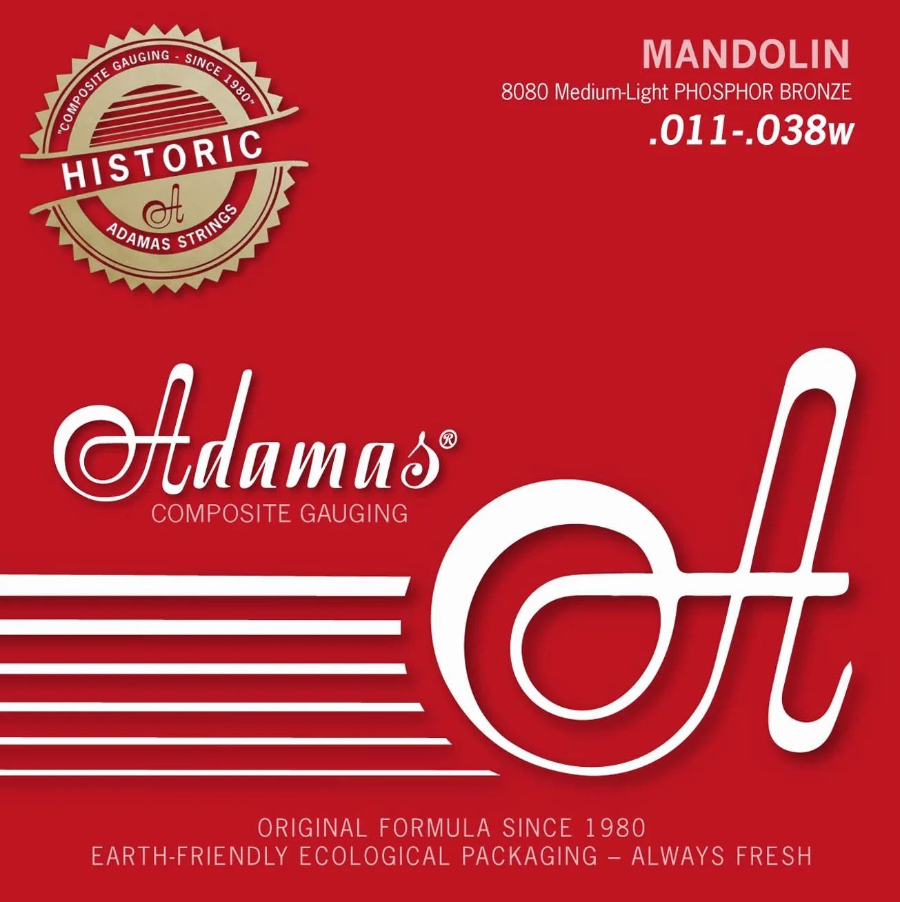 Adamas struny zestaw do strun mandoliny Historic Reissue Med.-Light .011 fosforowy brąz bal-end
