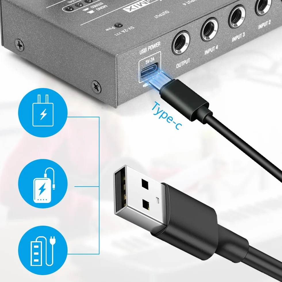 OFFCUP 4-kanałowy mikser audio, Mini 5V ultra kompaktowy mikser liniowy o niskiej emisji hałasu, metalowe miksery dźwiękowe do karaoke z oddzielną regulacją głośności dla gitary, basu, klawiatur