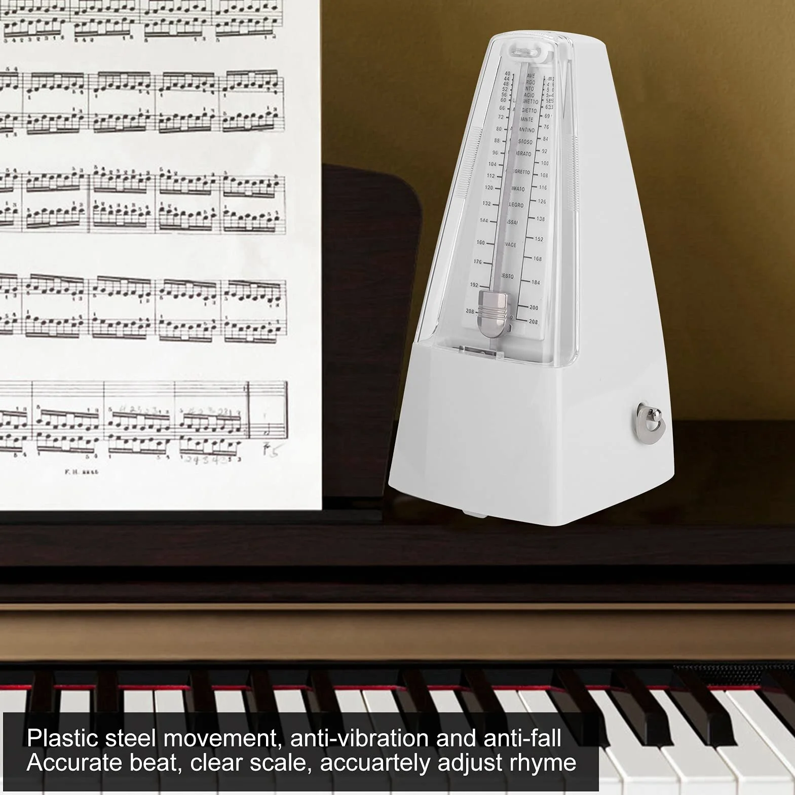 Keenso Strated Sudder Mechanical Metronome Dokładny Czas Muzyczny dla Muzyków ABS Plastic (WHITE)