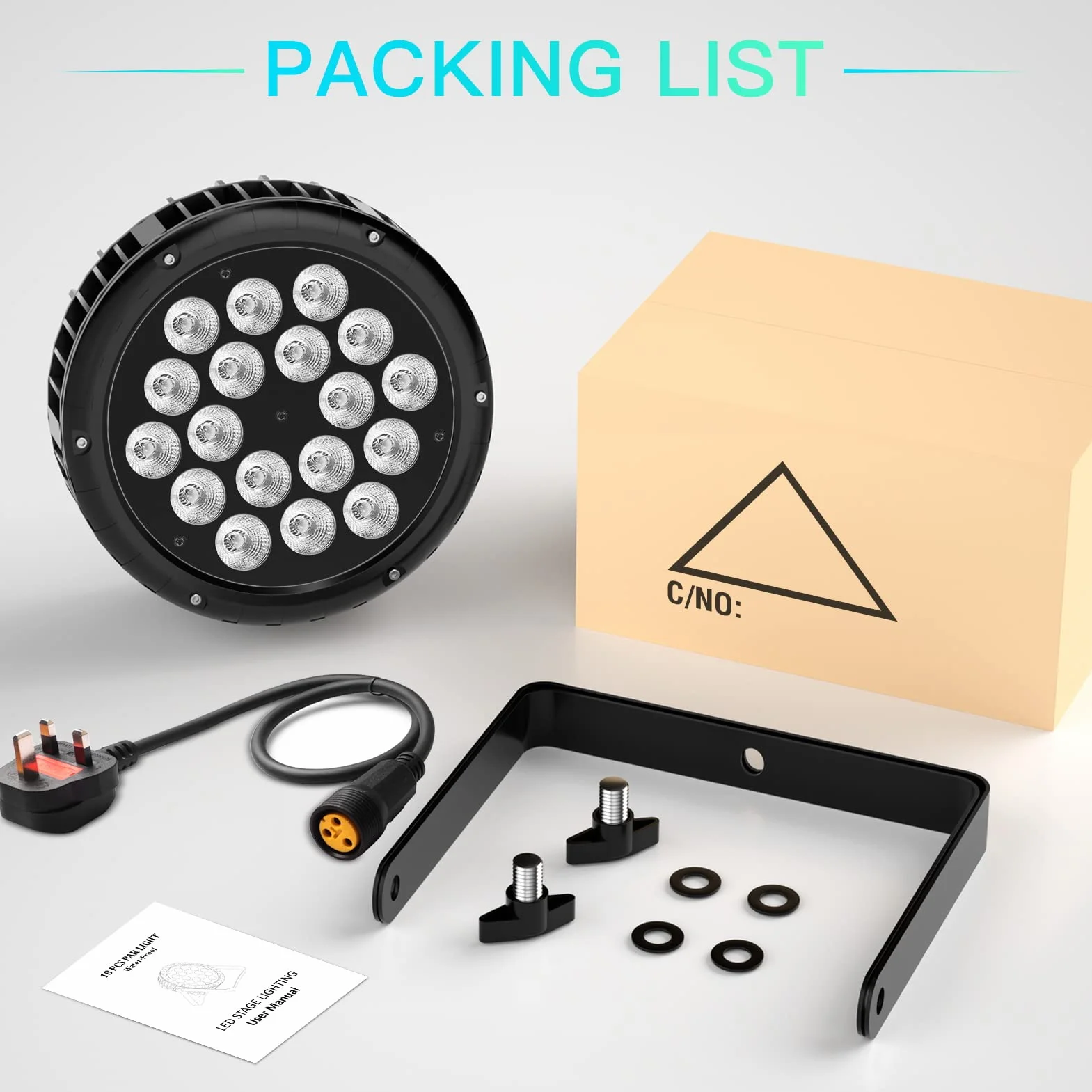 UKing 180W Par LED Wodoodporna RGBW Światło Sceniczne DMX 4/8 CH