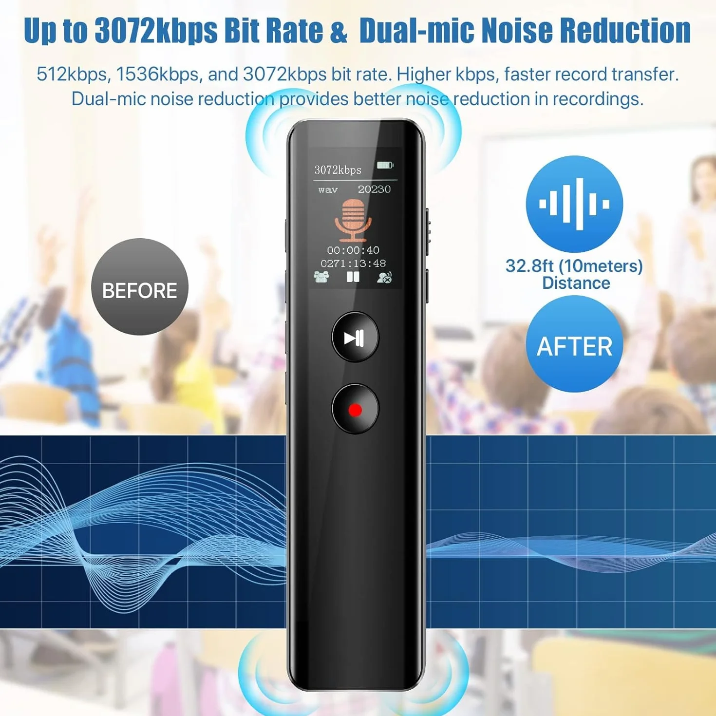 Digital Voice Recorder, 800 Hrs Capture information Storage Device,Digital Audio Storage Device Perfect Capture Every Word for Lecture Interview Meeting Class