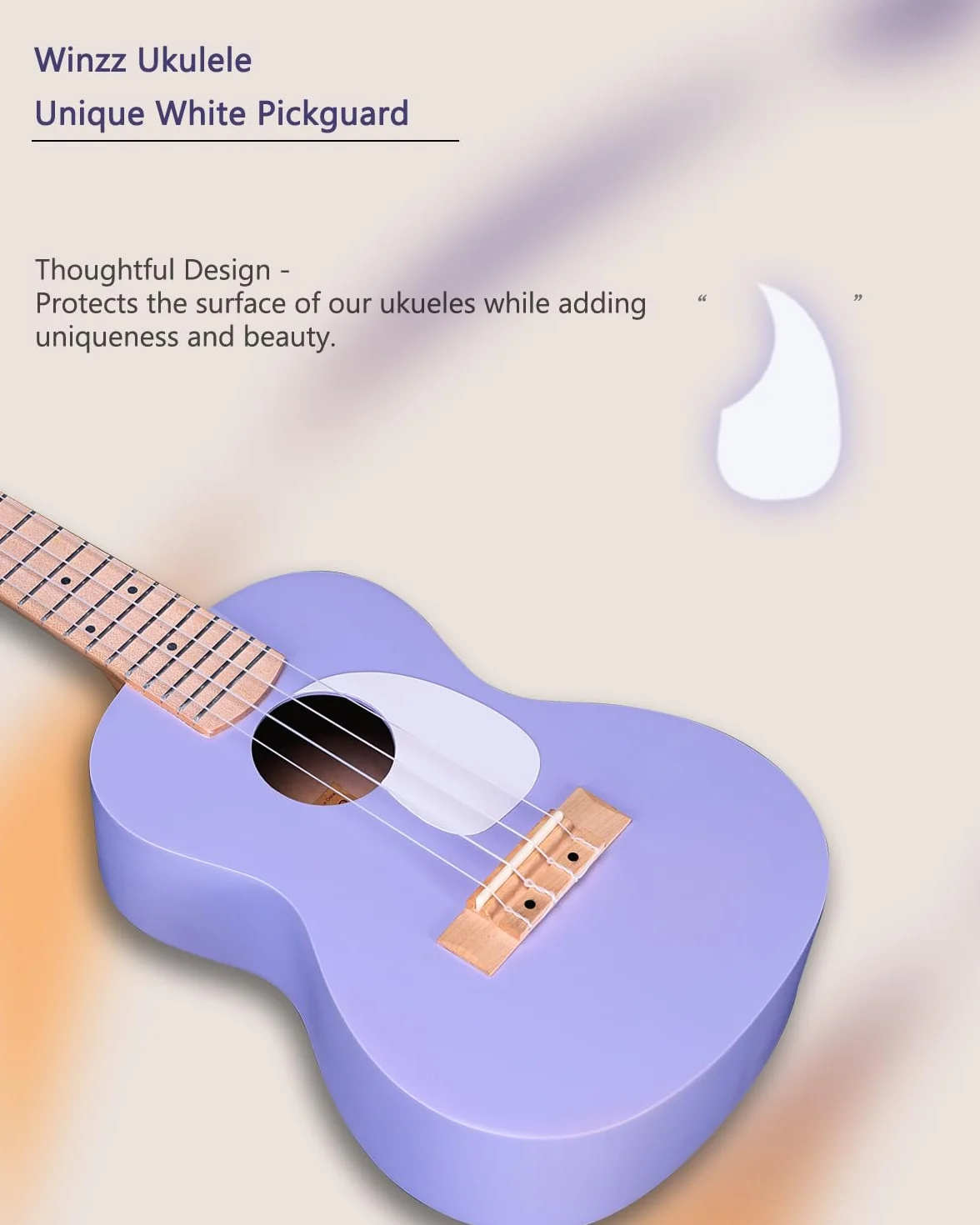Ukulele soprano Winzz dla dzieci 51 cm 4 struny fioletowe drewno