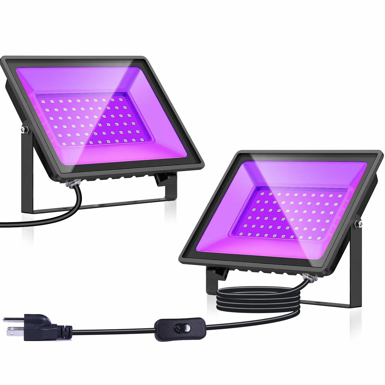 Glostars Reflektor UV 60 W wodoszczelny IP66, 395-400 nm, idealny na fajne imprezy, Halloween i Boże Narodzenie! (60 W, 2 sztuki)
