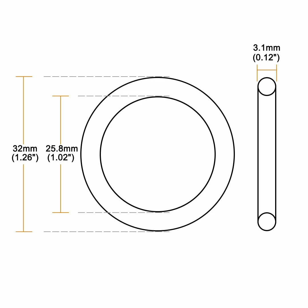 sourcing map Guma nitrylowa O-ringi 32 mm OD 25,8 mm ID 3,1 mm Szerokość metryczna Uszczelka Opakowanie 50 szt