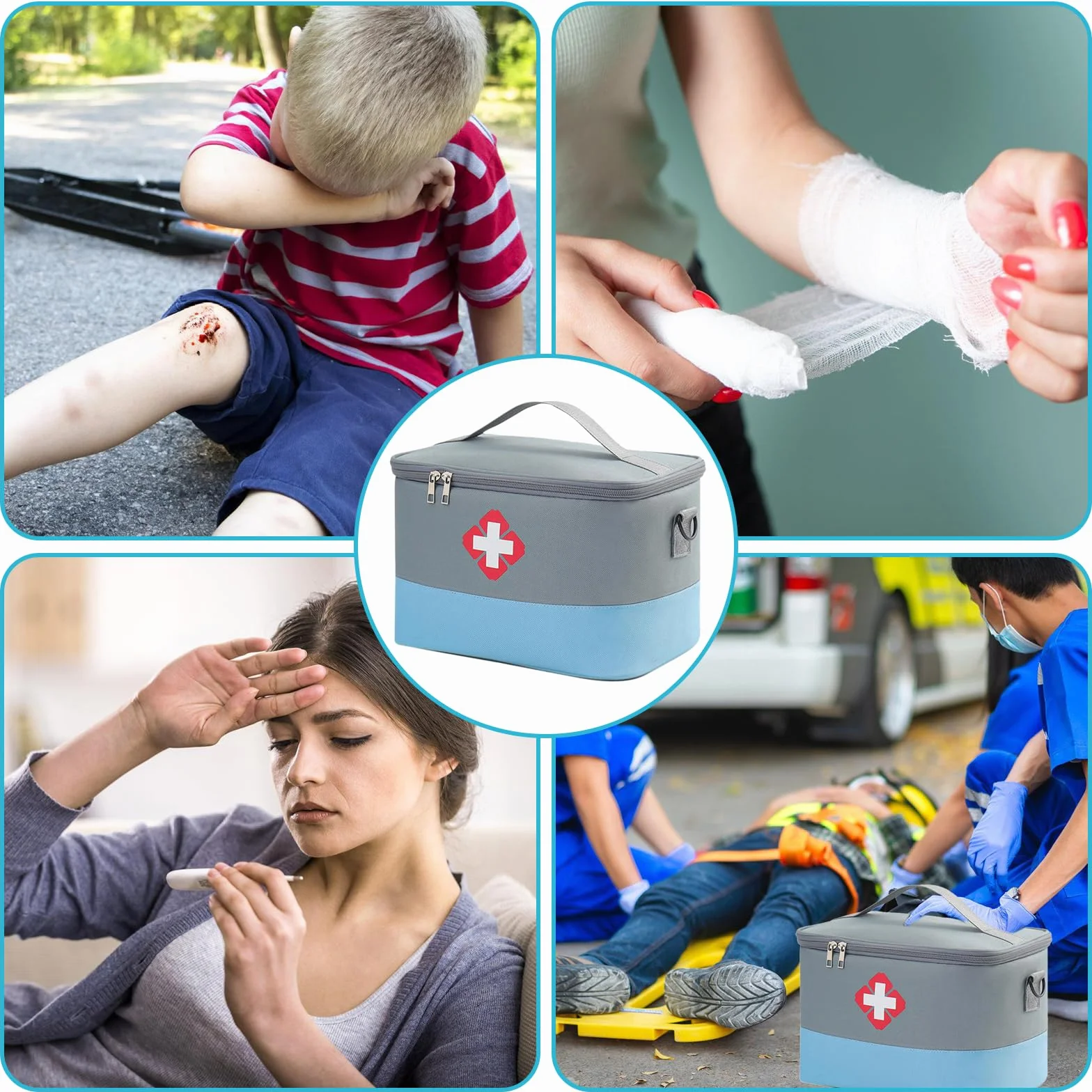 Torba na apteczkę podróżną, duża pojemność, wodoszczelna, przenośna, torba medyczna, torba ratunkowa, do szkoły, na podróż, kemping i wędrówki, wielokolorowa
