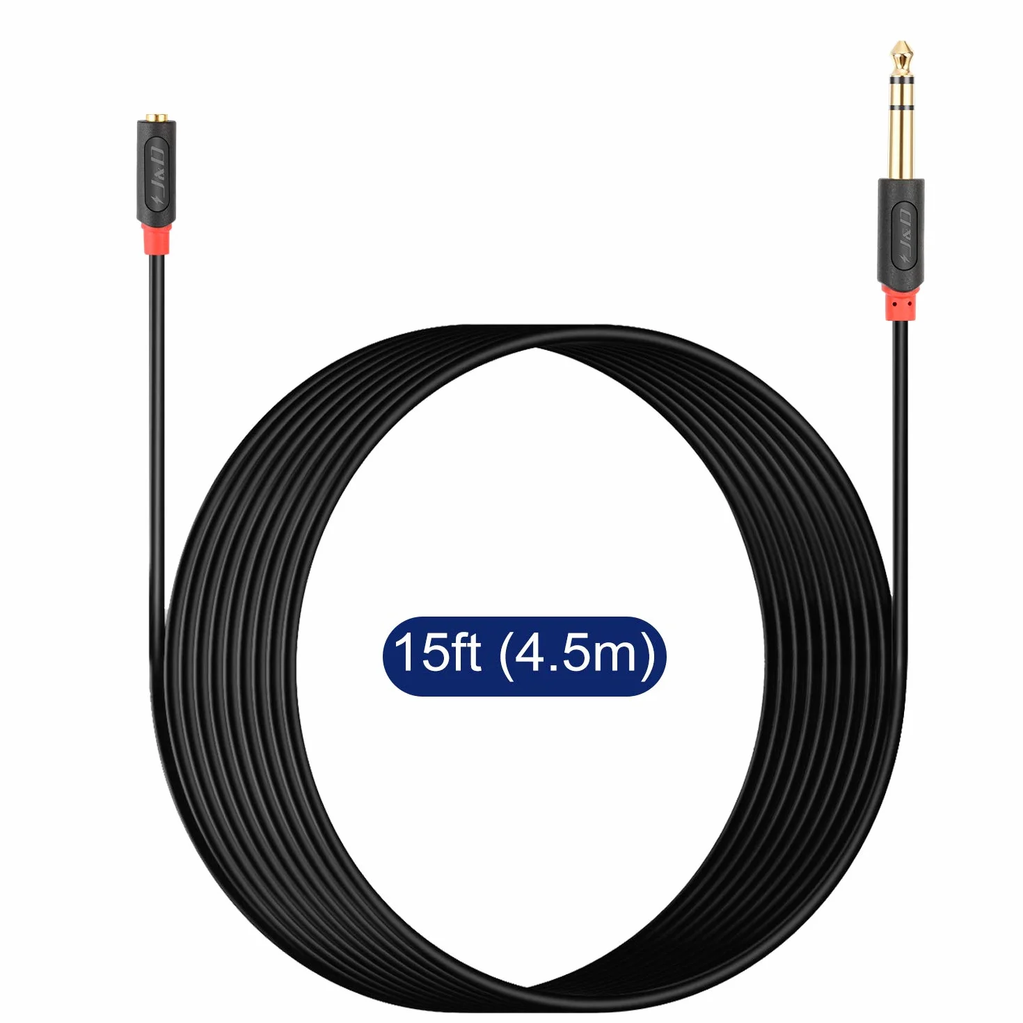 J&D 3,5 mm zu 6,35 mm Kabel, Gold-Plated [AudioWave-Serie] 3,5mm (1/8 Zoll) Weiblich TRS auf 6,35mm (1/4 Zoll) TRS Männlich PVC-Überzug Stereo-Audio-Adapter Y-Splitter-Kabel - 15 Feet