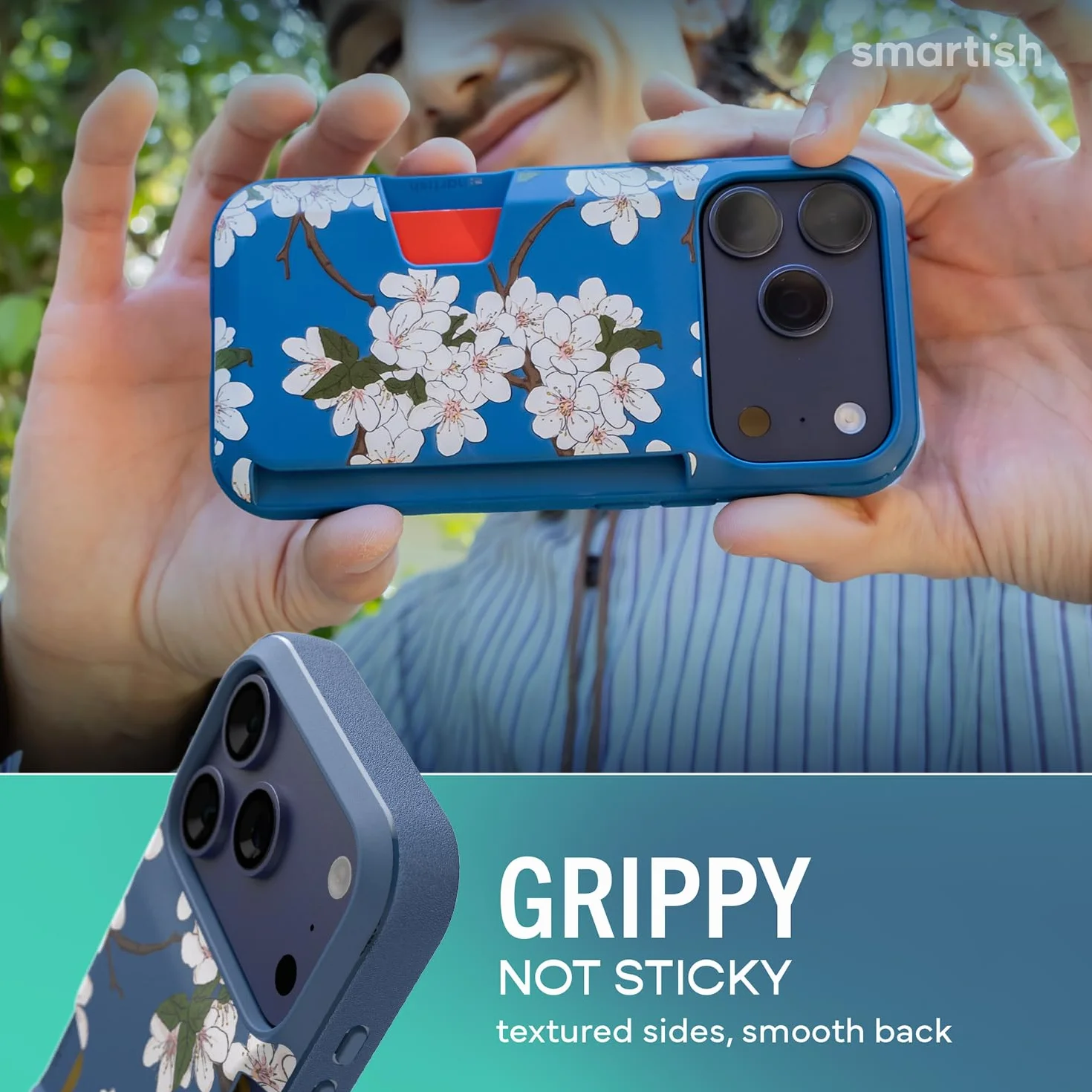 Smartish Etui portfelowe na iPhone'a 17 Pro - Wallet Slayer Vol. 1 [smukłe + ochronne] Etui na karty kredytowe - Testowane upadek z klapką ukryte etui na karty do Apple iPhone 17 Pro - bardzo kwiat