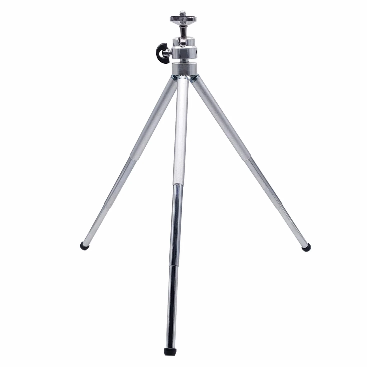 Mini statyw stołowy | Regulacja wysokości 7/14/26 cm | Obrót 360° głowicy kulkowej | Kompatybilny z aparatami i smartfonami | Kompaktowy i lekki, srebrny, Metal