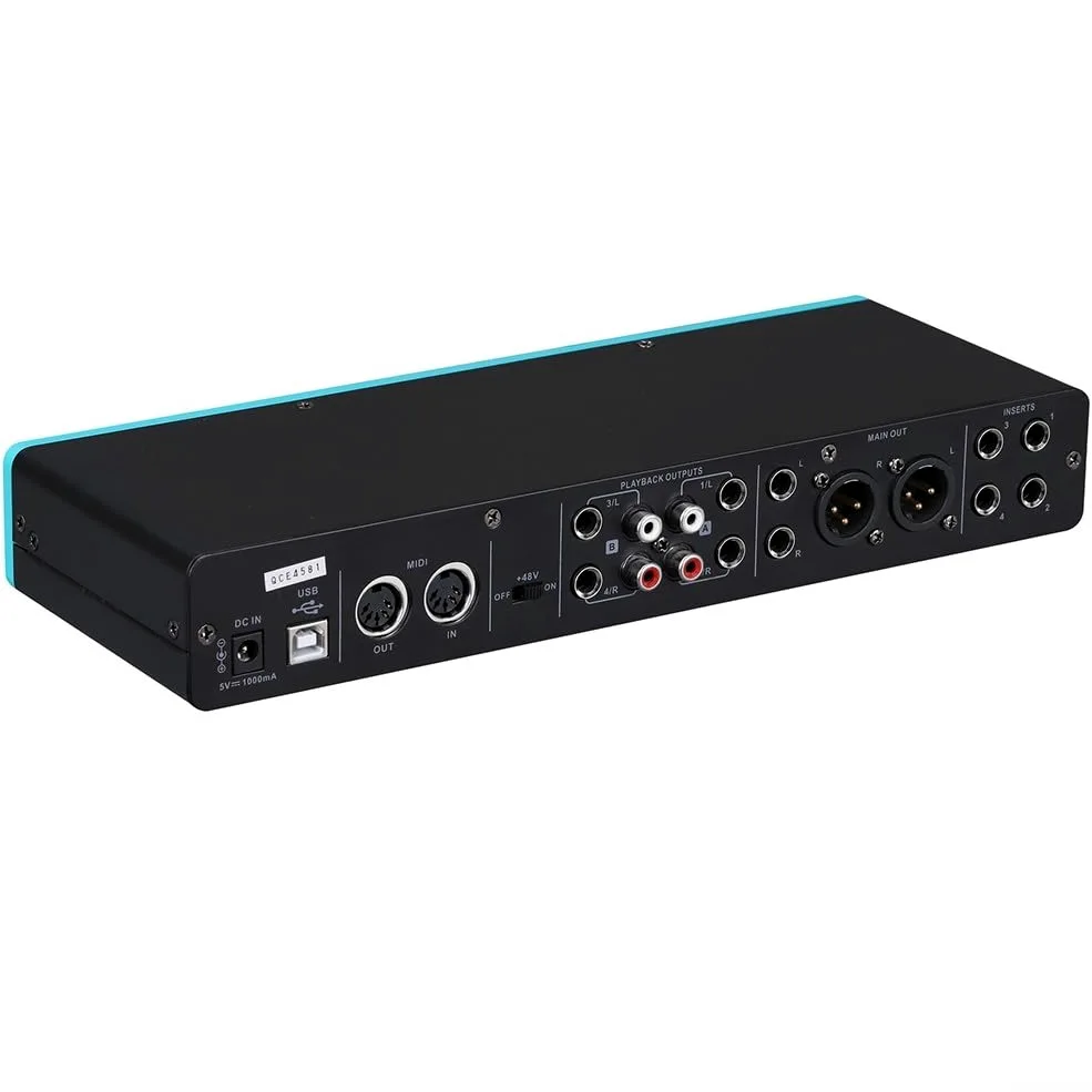 Interfejs audio USB do 4 x 4, przedwzmacniacz mikrofonowy, nagrywanie studyjne | Konstrukcja ABS, kompaktowy rozmiar 33,7 x 15,3 x 9 cm, nagrywanie klasy studyjnej, dla wszechstronnej łączności instrumentów