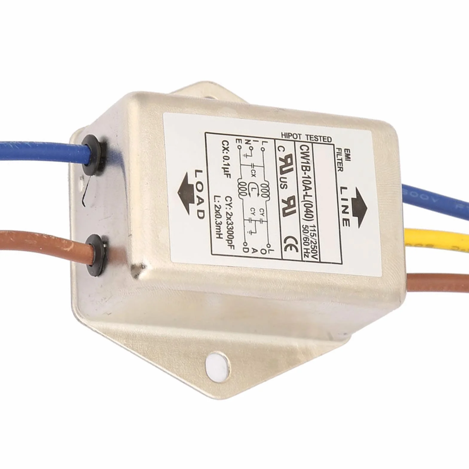Filtr EMI 125 V 250 V filtr jednofazowy filtr mocy EMI filtr zakłóceń elektromagnetycznych CW1B-10A-L