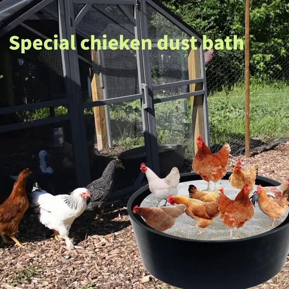 piaskowe kąpiele dla kur, konstrukcja bez dna, środowisko PE, kąpiel piaskowa dla kur, pojemnik do czyszczenia kurnika, pojemnik na wapno do kurnika, Essential Chicken (czarny)