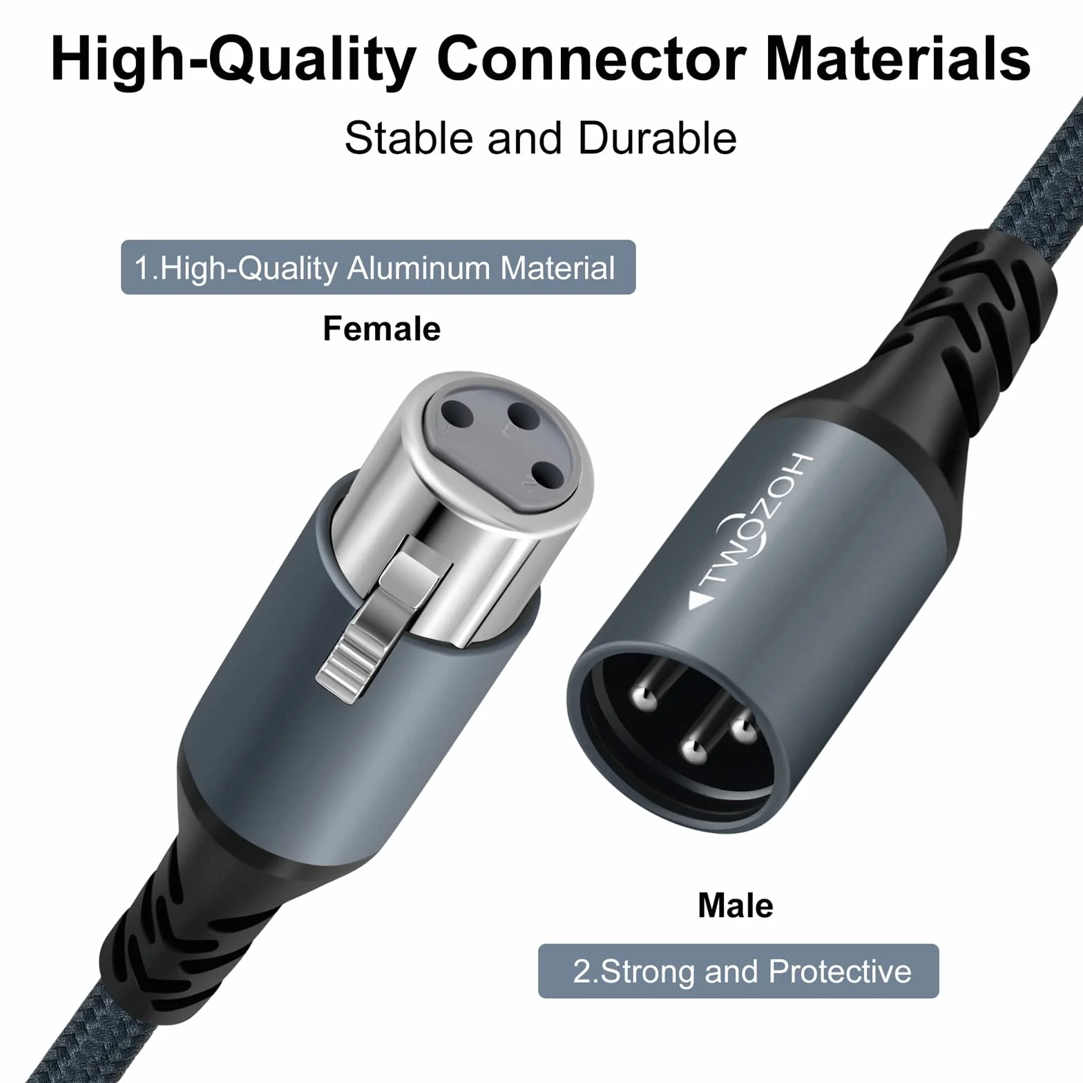 Twozoh XLR Męski na żeński Kabel Audio 2M 2 Pack, pleciony zbalansowany 3-pinowy XLR kabel Mikrofonowy (Profesional/Hifi)
