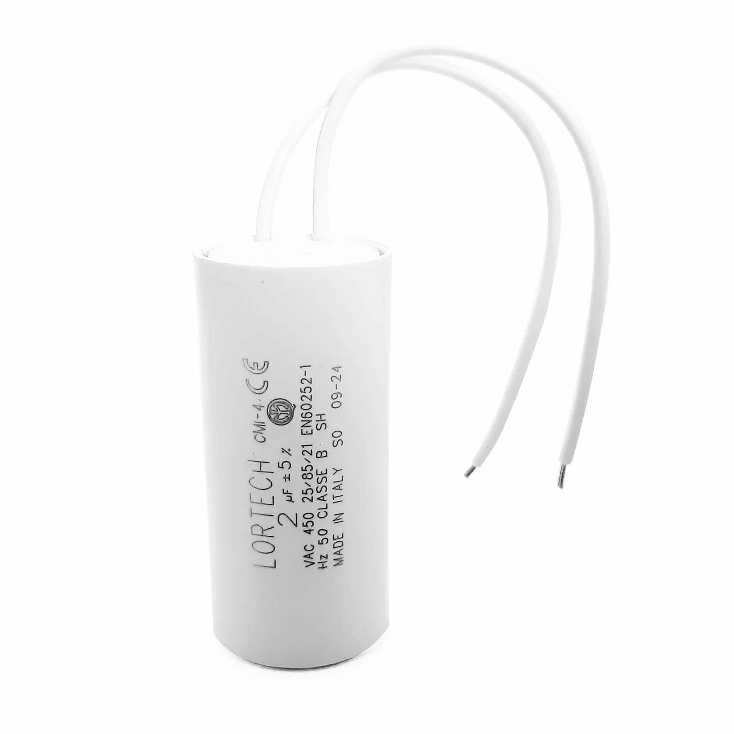 LORTECH Kondensator silnika 2 µF - Ø 25mm x 55mm - Wyprodukowano we Włoszech