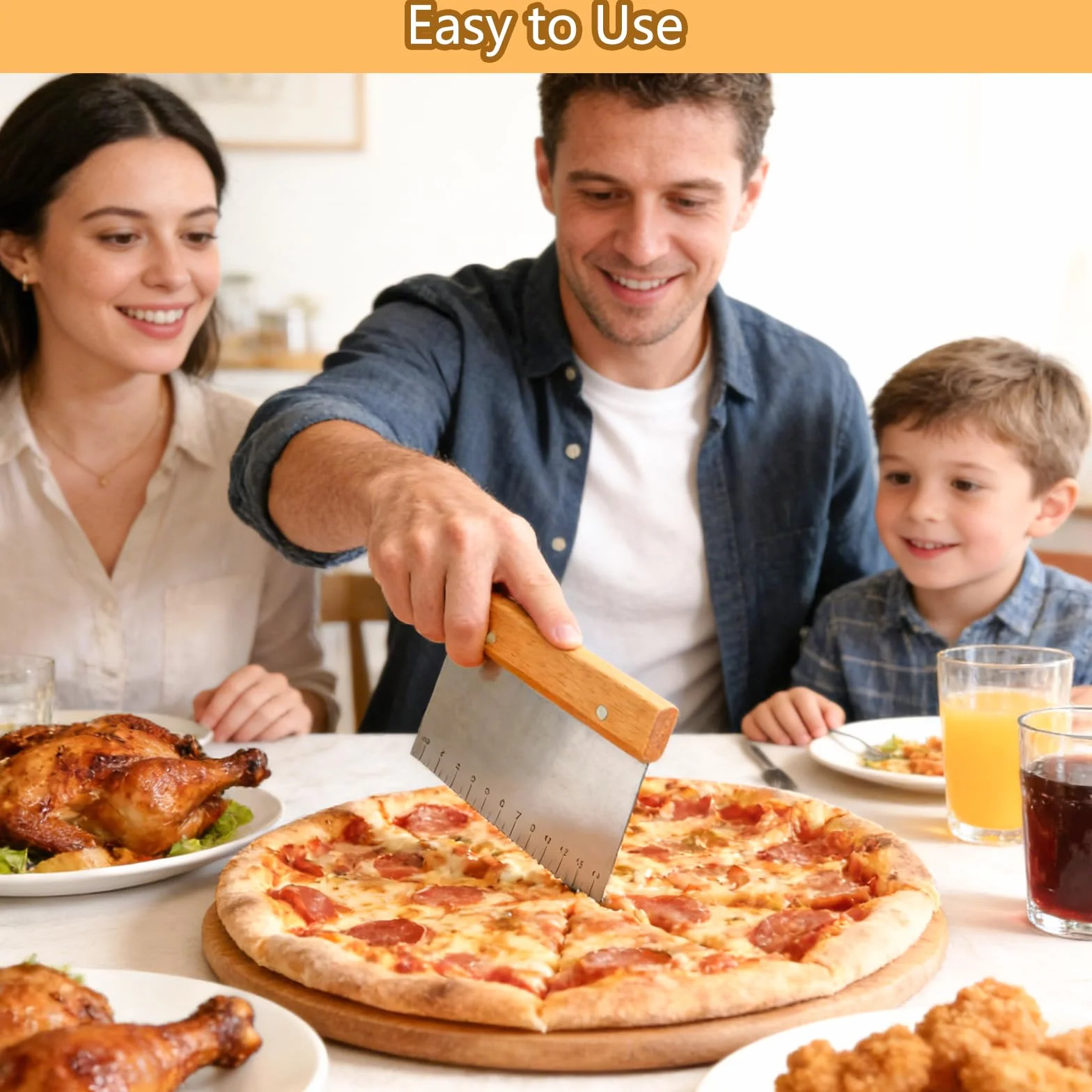 Zestaw 2 skrobaków do ciasta ze stali nierdzewnej z drewnianym uchwytem, zestaw kart do ciasta z antypoślizgowym drewnianym uchwytem, nóż do pizzy, skrobaczka do ciasta, pizzy, ciast