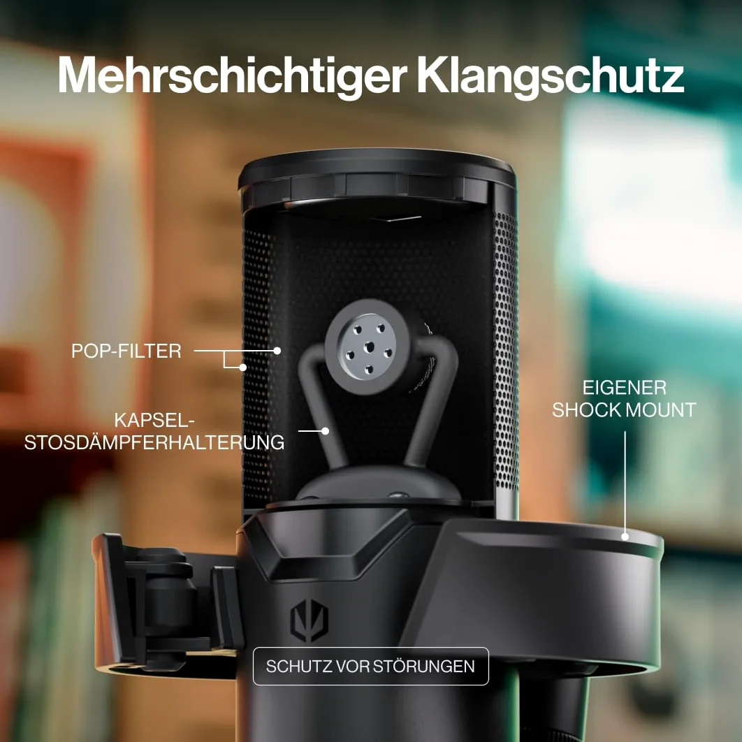 ENDORFY Solum 2 Boom Arm Mikrofon USB C 24 bit/96 kHz | Kardioidalny, Ramię Mikrofonowe 88 cm, Kosz Antywstrząsowy, Metalowy Pop Filtr, Mute, Regulacja Czułości, PC PS5 Mac