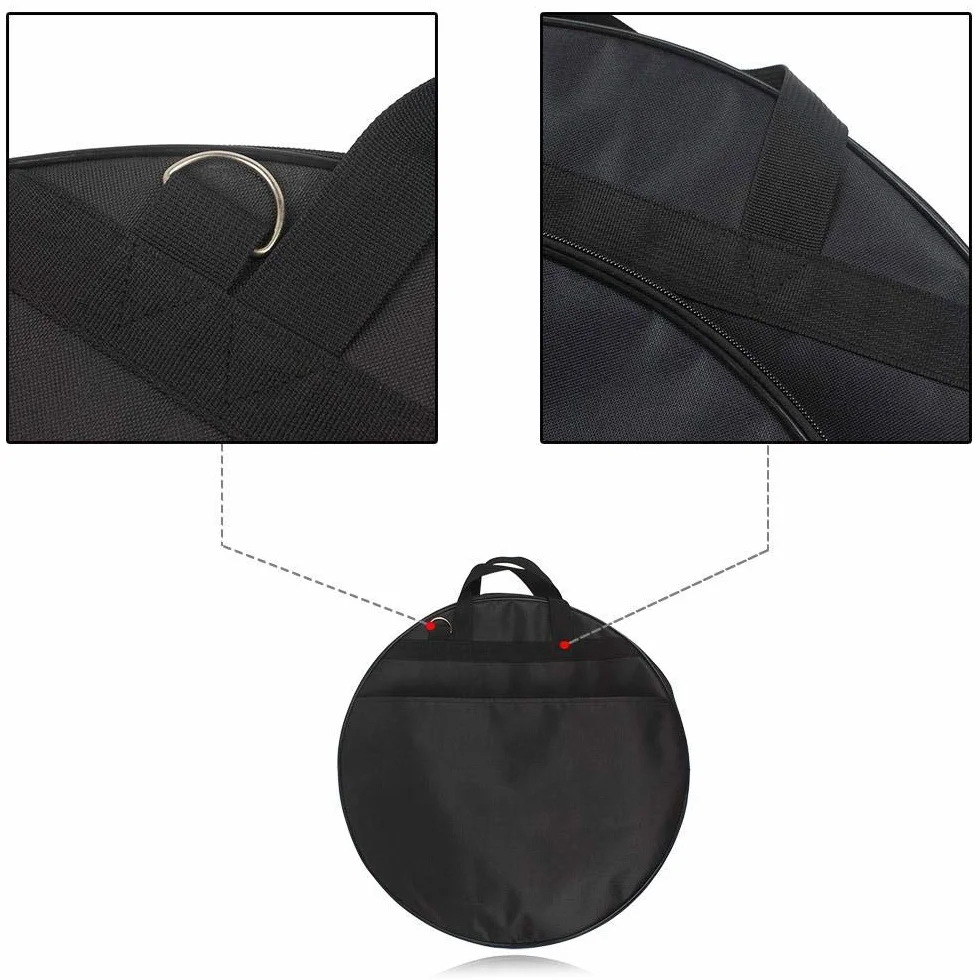 Bnineteenteam Cymbal Bag plecak 21 cali Cymbal Bag torby Cymbal Cases i torby z paskami plecaka z trzema kieszeniami, czarny