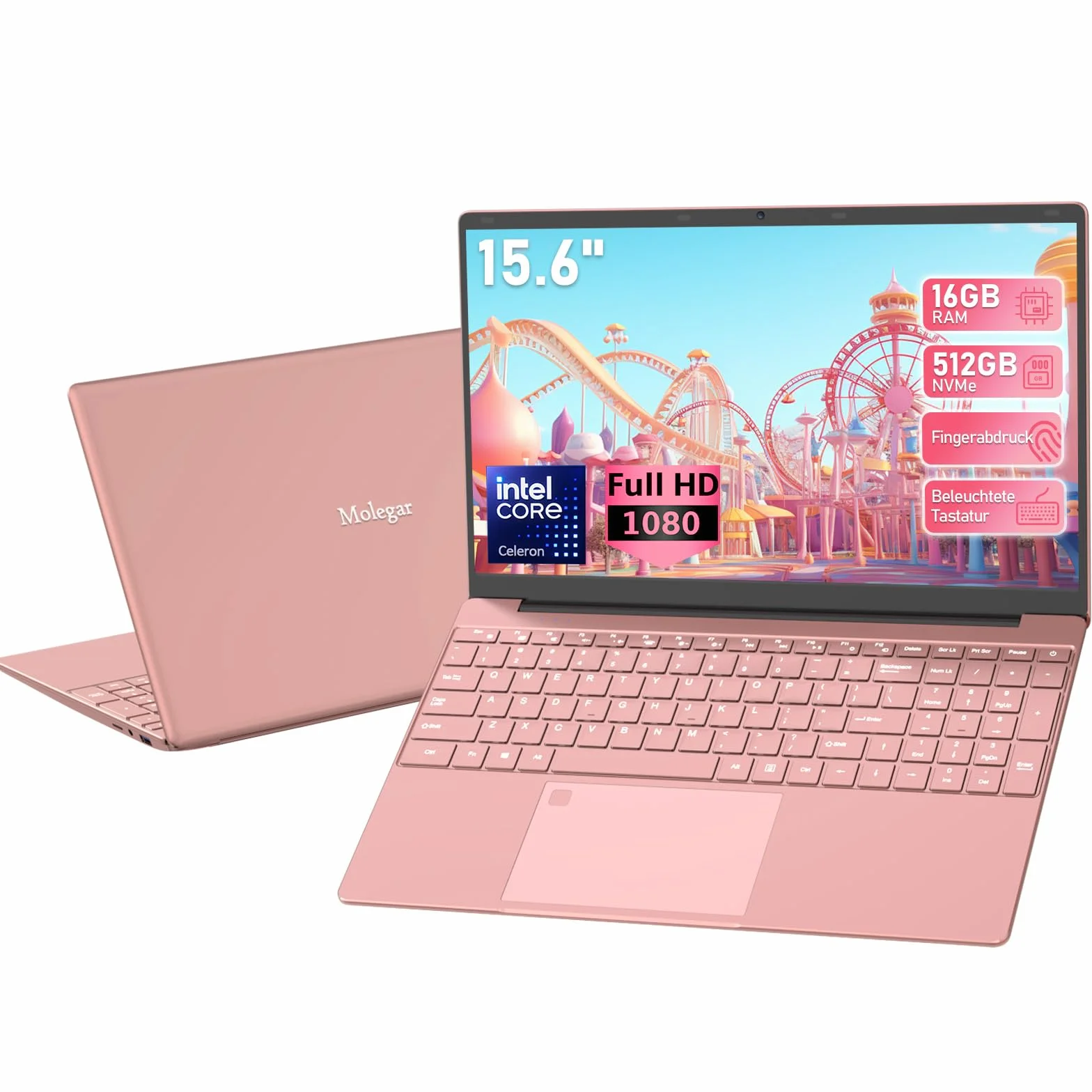 2025 najnowszy laptop FHD o przekątnej 15,6", 16 GB RAM 512GB SSD|Quad-Core Celeron 5205U|klawiatura QWERTY z podświetleniem|czytnik linii papilarnych|WiFi |HDMI|Notebook komputer dla firm i studentów