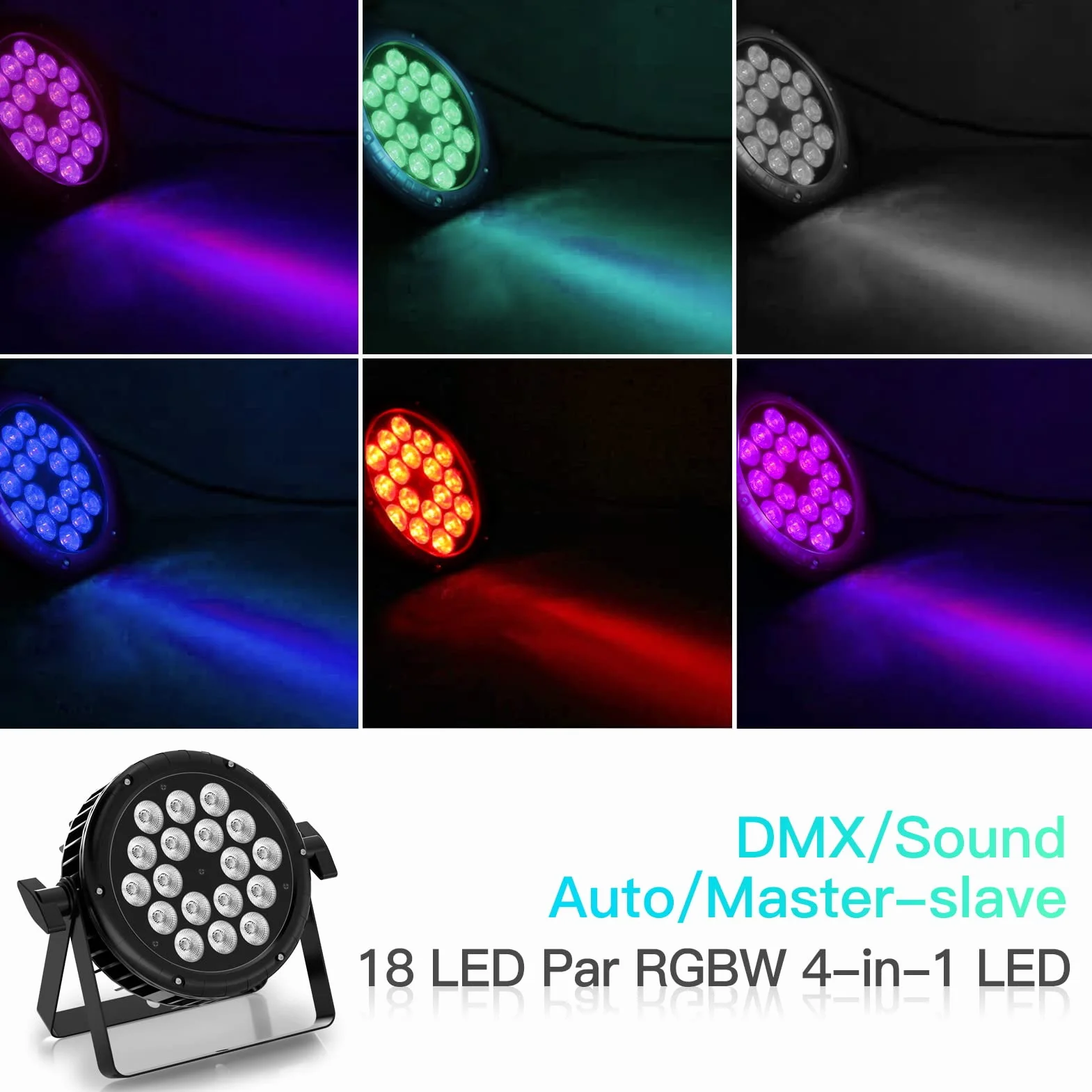 UKing 180W Par LED Wodoodporna RGBW Światło Sceniczne DMX 4/8 CH