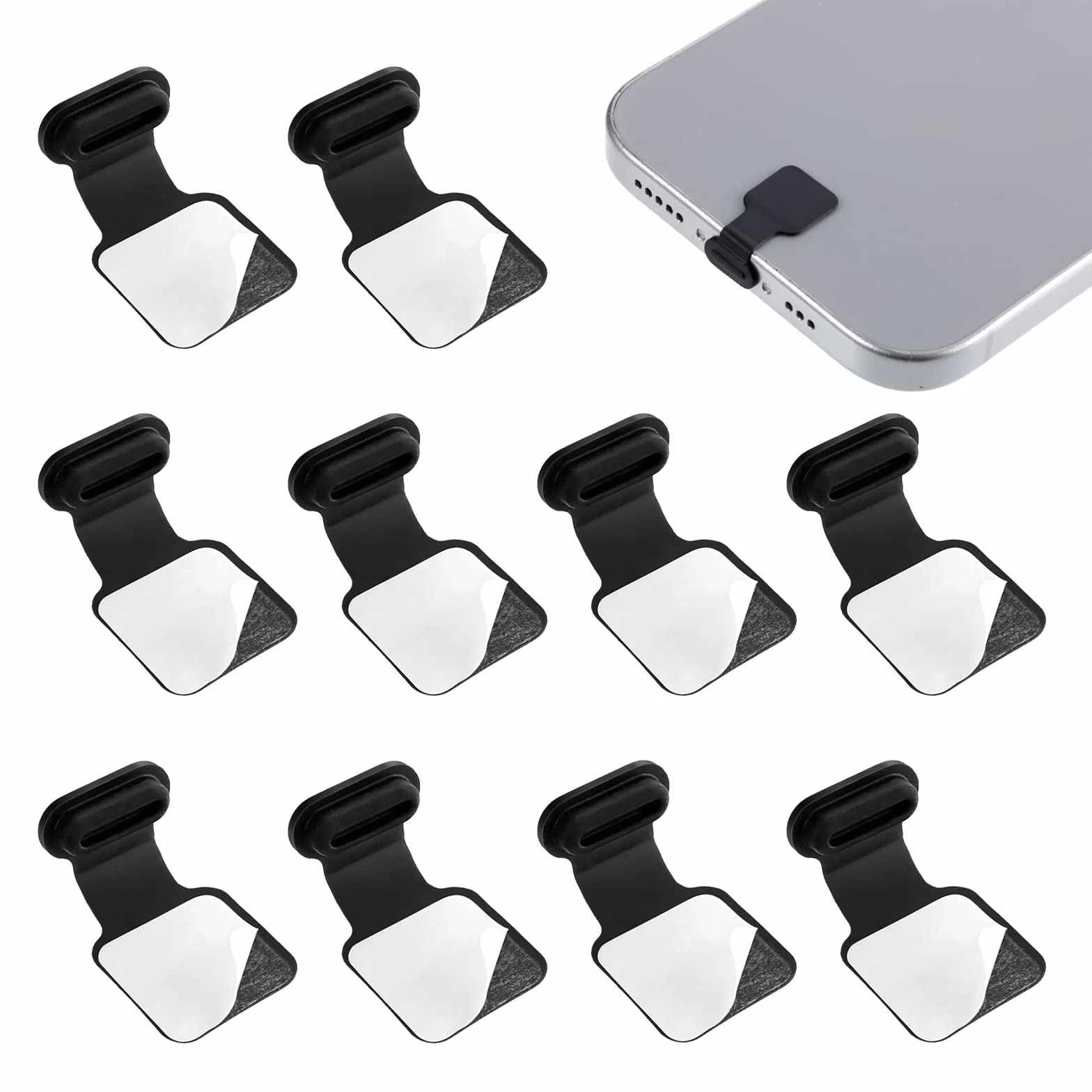 Jeffdad 10 sztuk zatyczek ochronnych USB C, zatyczki przeciwpyłowe do telefonu komórkowego, silikonowe osłony USB C, ochrona przed zgubieniem, zatyczki chroniące przed kurzem, kompatybilne z telefonem