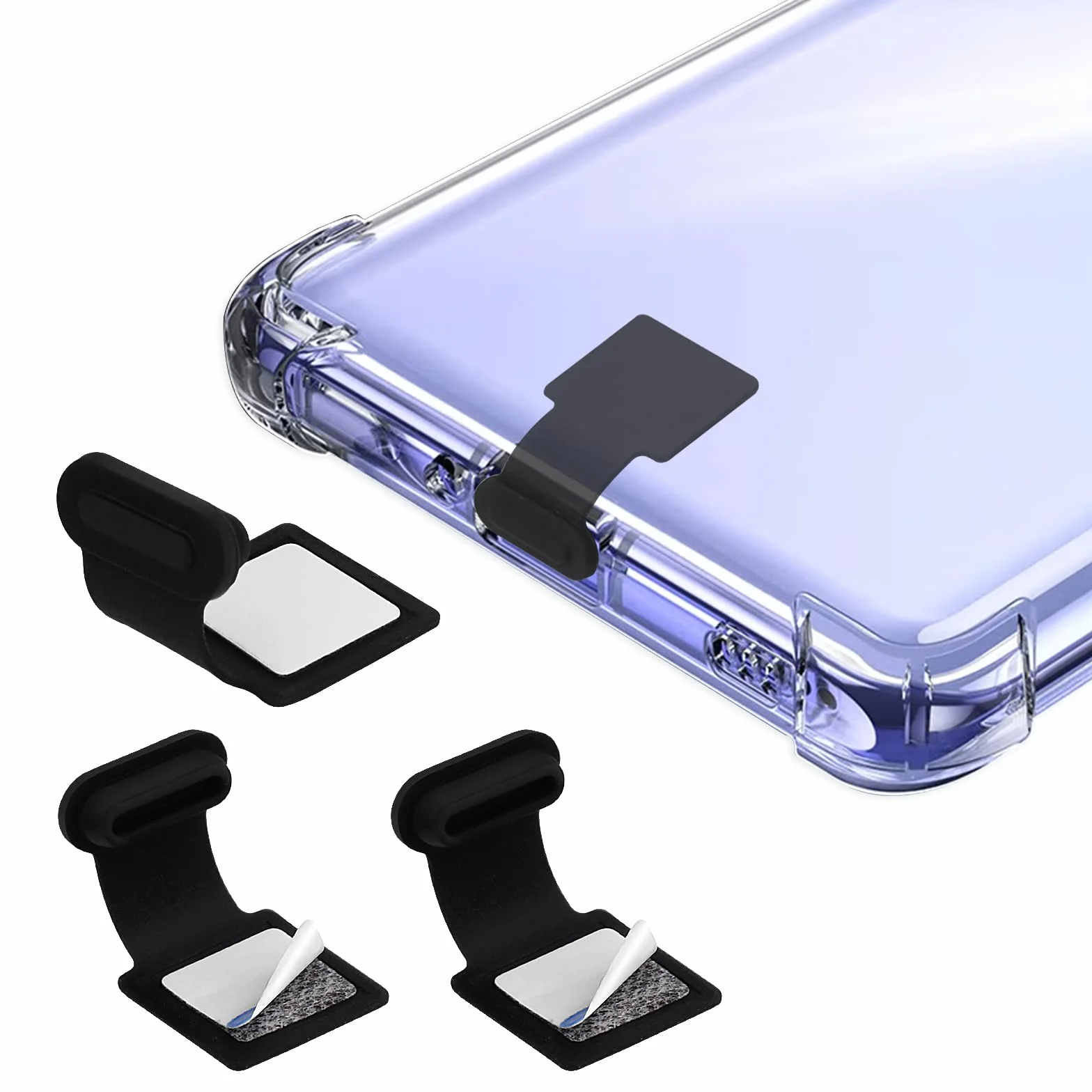 Zatyczki przeciwpyłowe Cobee do portu typu C, Silikonowe pokrowce przeciwpyłowe do portu USB typu C do telefonów, antypyłowe zatyczki do ładowania z odpinanym uchwytem, kompatybilne z laptopami i