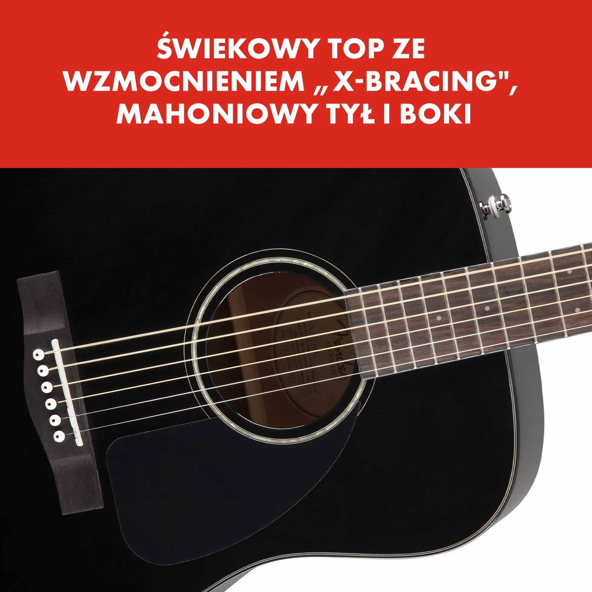 Fender CD-60 Dreadnought V3 DS, podstrunnica orzechowa, czarna, 970110506