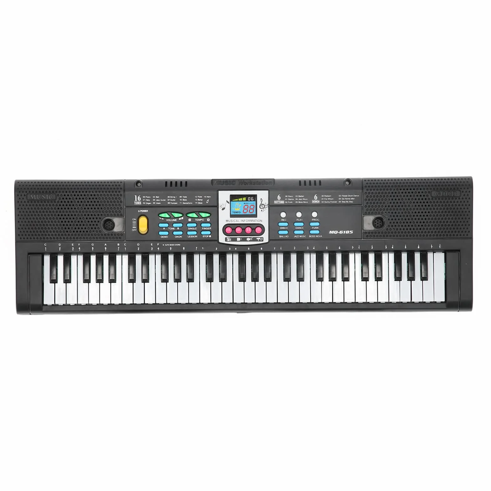 Cocoarm 61-klawiszowe Mini Pianino Elektryczne, Przenośny Keyboard Elektroniczny z Mikrofonem dla Dzieci Początkujących, 6 Demo Utworów 16 Dźwięków 6 Rytmów, Zasilanie USB, Połączenie z