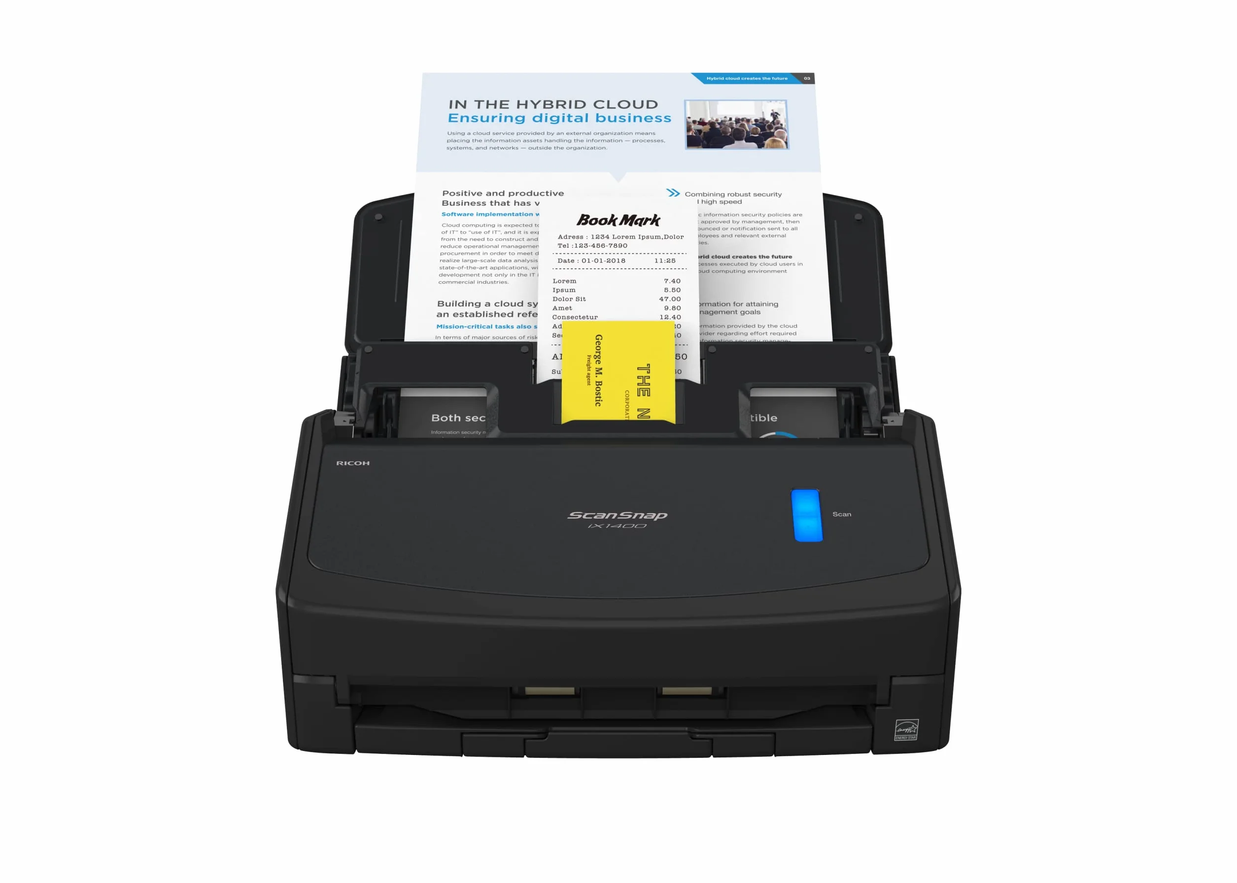 ScanSnap iX1400 czarny skaner A4, 40 ppm, skanowanie dwustronne. Automatyczny podajnik dokumentów zalecany 400 stron dziennie. USB 3.2