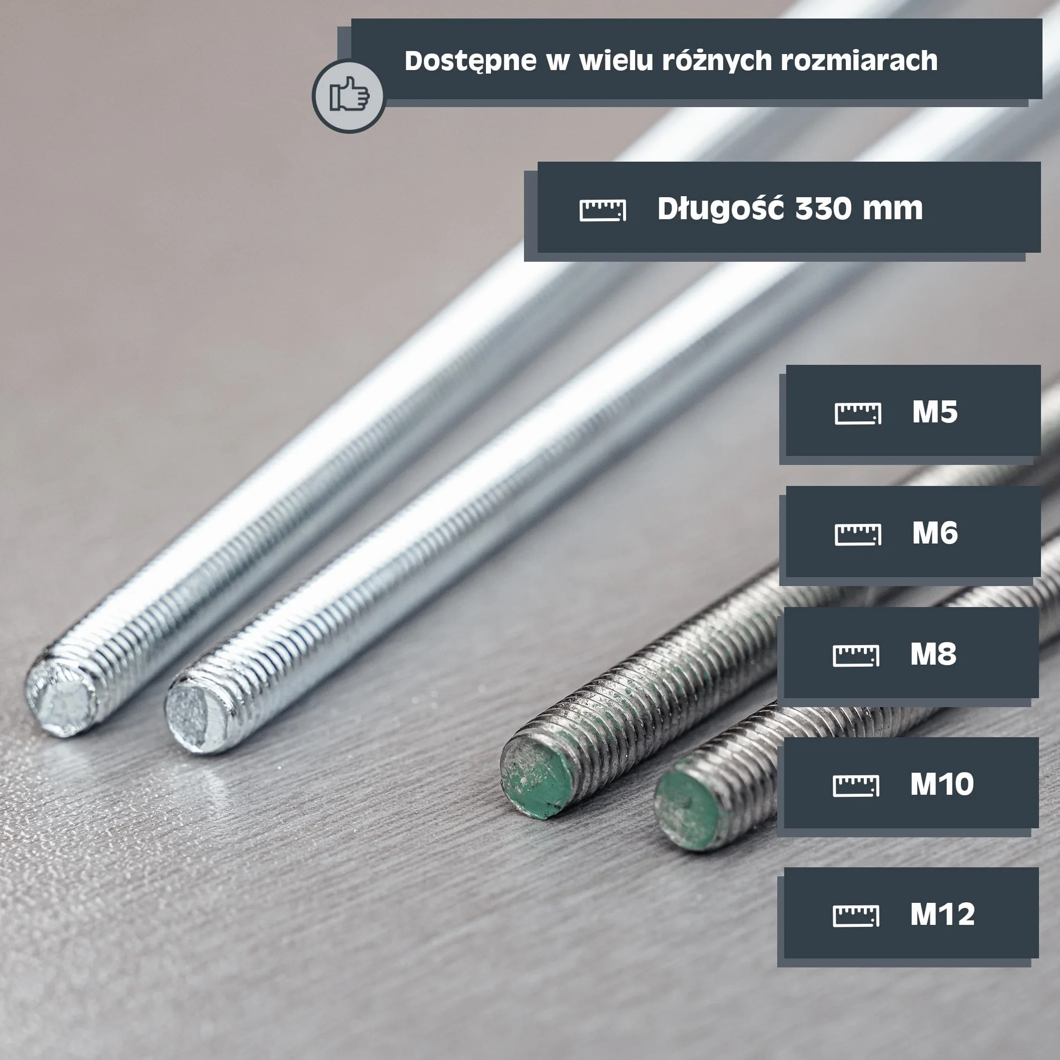 HELPMATE - Pręt gwintowany M6 x 330 mm ze stali ocynkowanej - 2 sztuki pręta gwintowanego z pełnym gwintem metrycznym - Trzpień gwintowany o klasie wytrzymałości 4.8, DIN 976