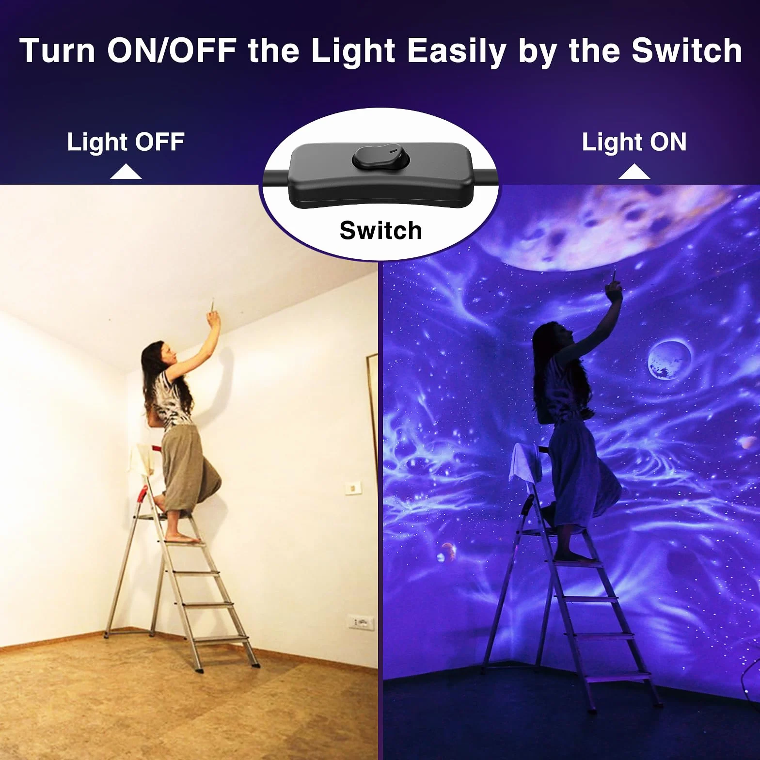Onforu 2 reflektory UV 50 W, czarne światło z wtyczką, IP66, wodoszczelne czarne światło, światło UV z przełącznikiem, fluorescencyjne kolory neonowe, lampa UV do dekoracji, na imprezę, dyskotekę