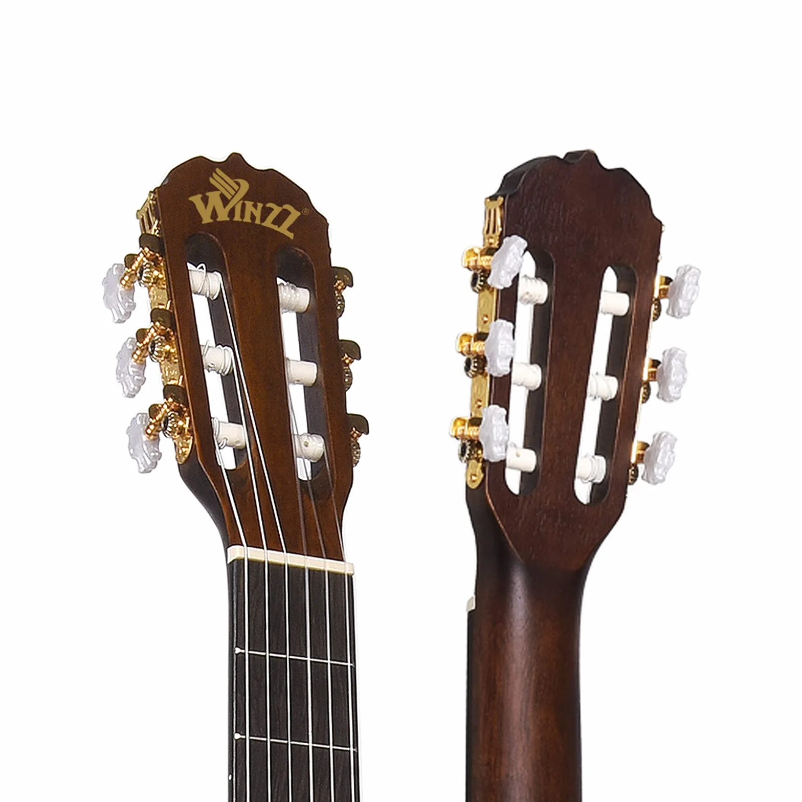 Winzz Klasyczna hiszpańska gitara 4/4, pełnowymiarowa dla dorosłych, początkujących z kompletnymi akcesoriami (99 cm, matowy brąz)