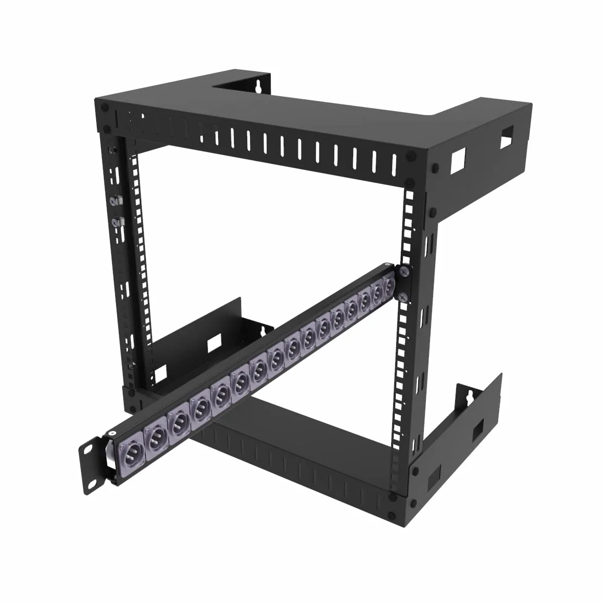 Panel 1U do montażu na zawiasach XLR HDMI 19 cali z 16 wykrojnikami serii D do szafy audio serwera