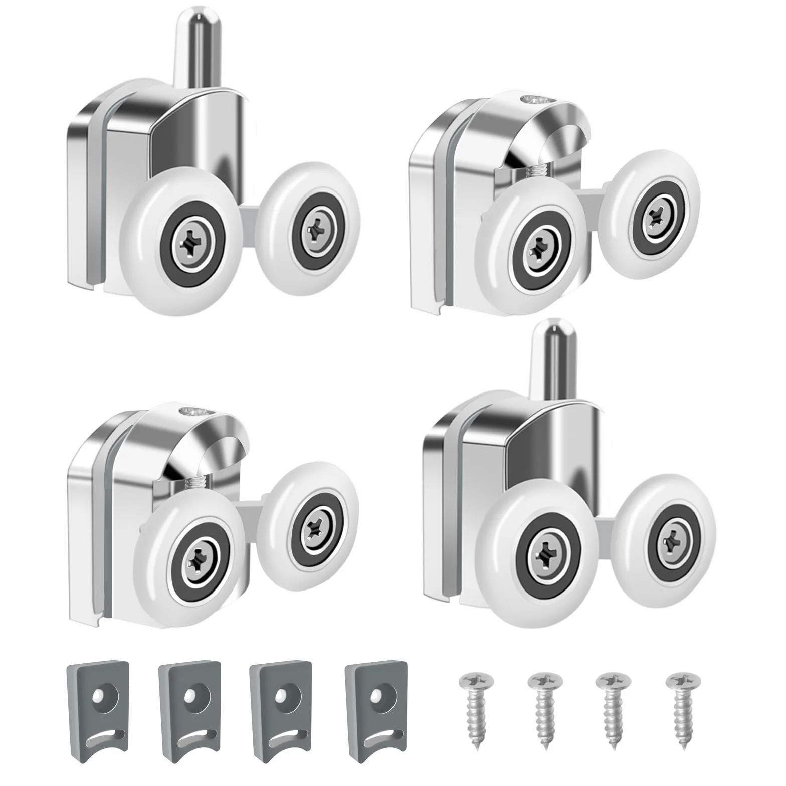 4 sztuki kółek do drzwi prysznicowych, metalowe kółka do drzwi prysznicowych o średnicy 23 mm, kółka do przesuwnych kabin prysznicowych, do drzwi 4-6 mm do wymiany i mocowania