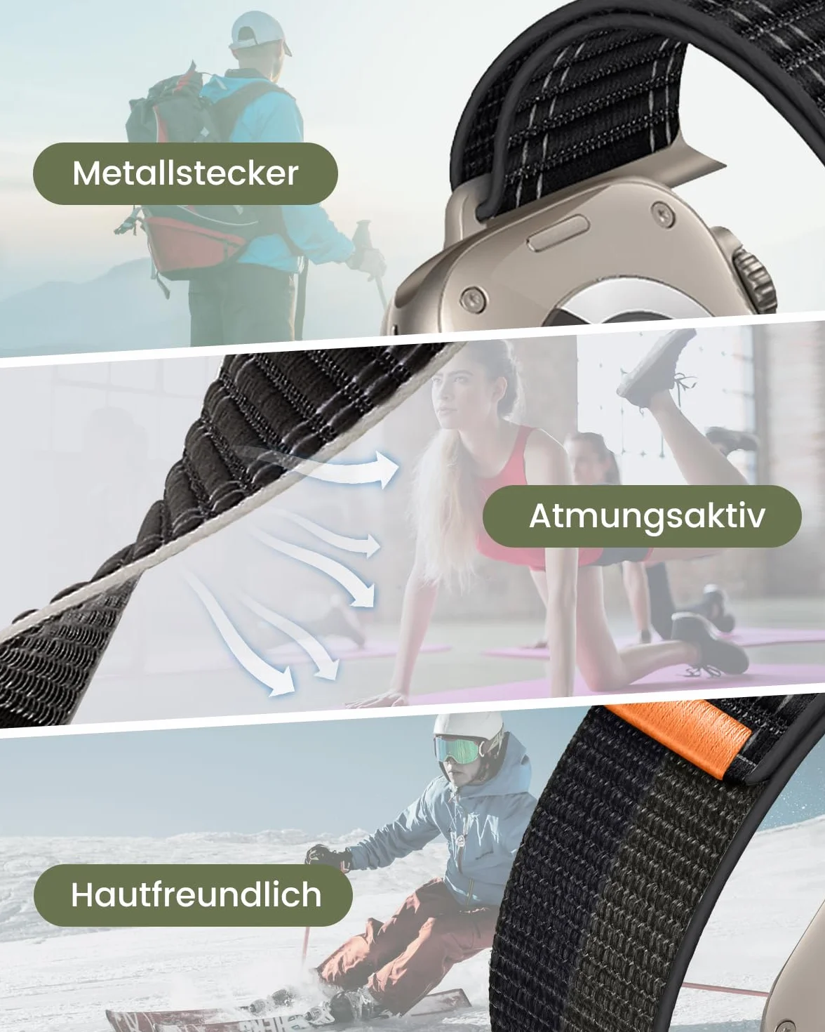 SimpleThings Sport Loop Nylonowy pasek do Apple Watch 49 mm, 46 mm, 45 mm, 44 mm, 42 mm, 41 mm, 40 mm, 38 mm, regulowany miękki pasek do iWatch Ultra2/1, SE, 10, 9, 8, 7, 6, 5, 4, 3, 2, 1