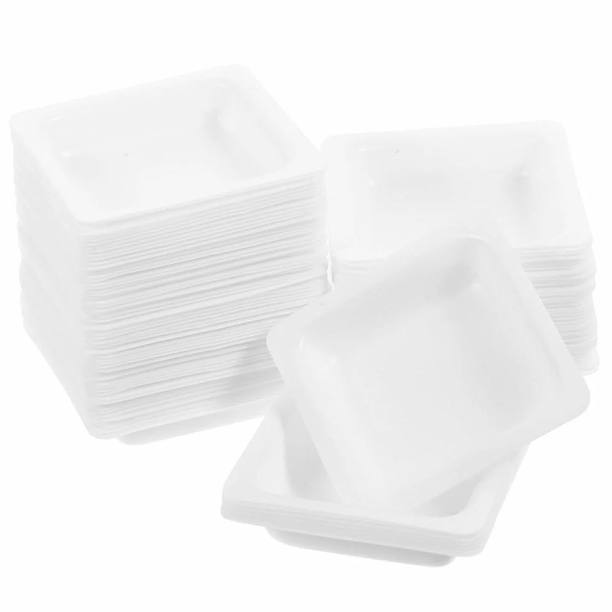 50kawałki Sztuk Plastikowych Talerzy Do Ważenia Średnie Pojemniki Próbki Trwałe Naczynia Do Pomiaru Proszków i Cieczy