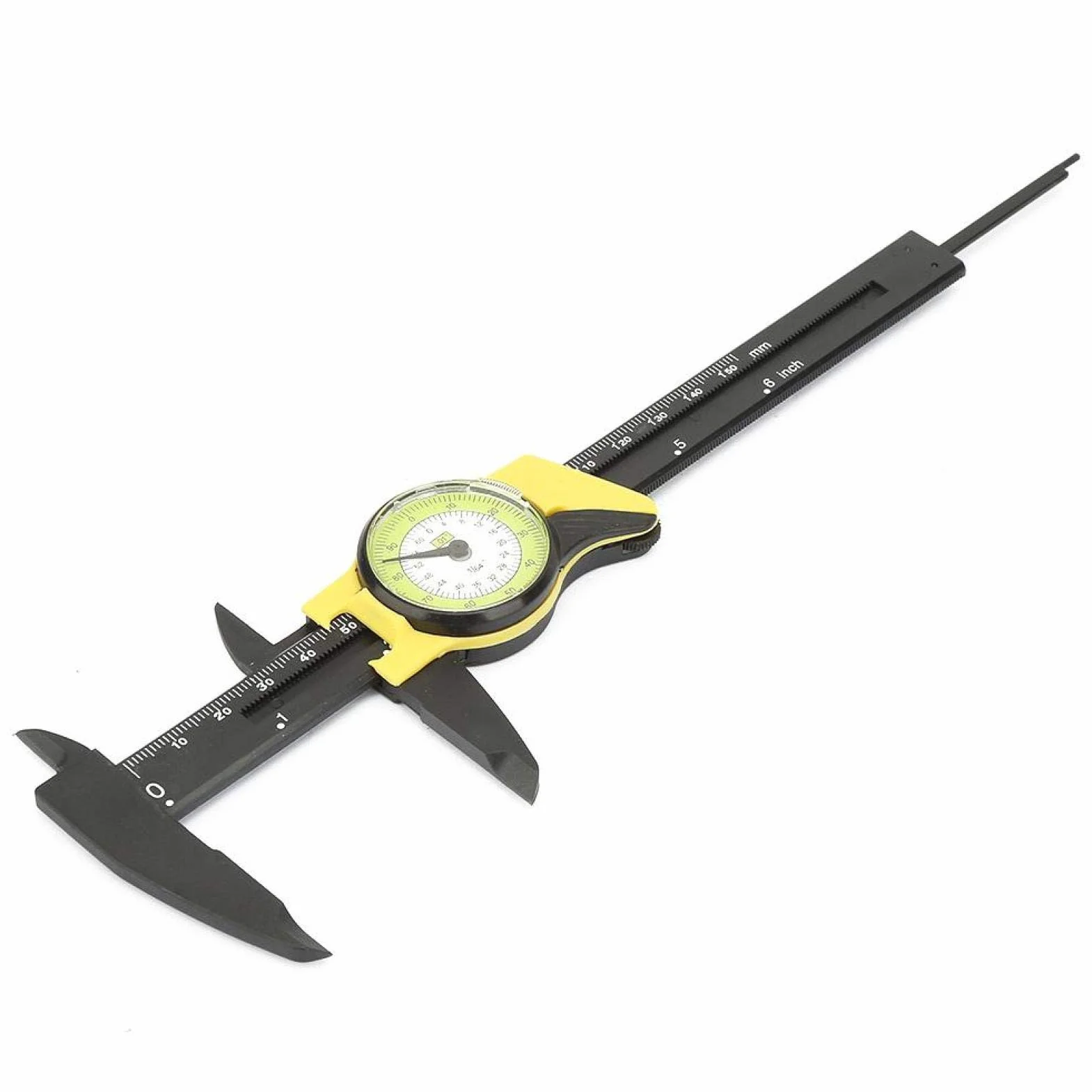 GOTOTOP Suwmiarka do pomiaru mikrometrów ze stali nierdzewnej, 0-150 mm, cyfrowa suwmiarka z wyświetlaczem LCD, dokładność 0,1 mm, do pomiarów zewnętrznych, wewnętrznych i głębokości (żółta (angielska))