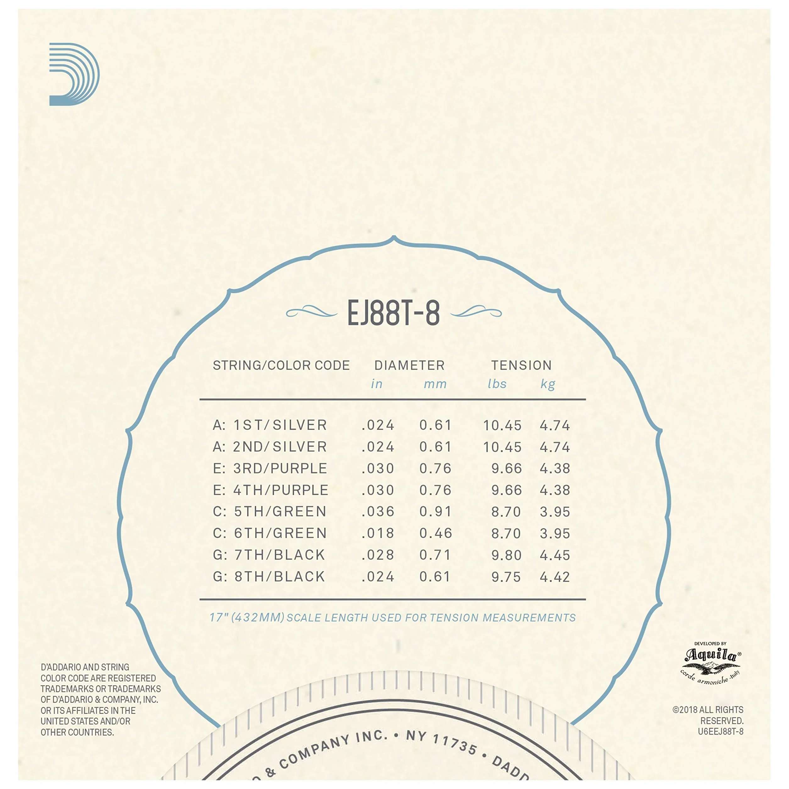 D'Addario EJ88T-8 Ukulele Strings - Struna