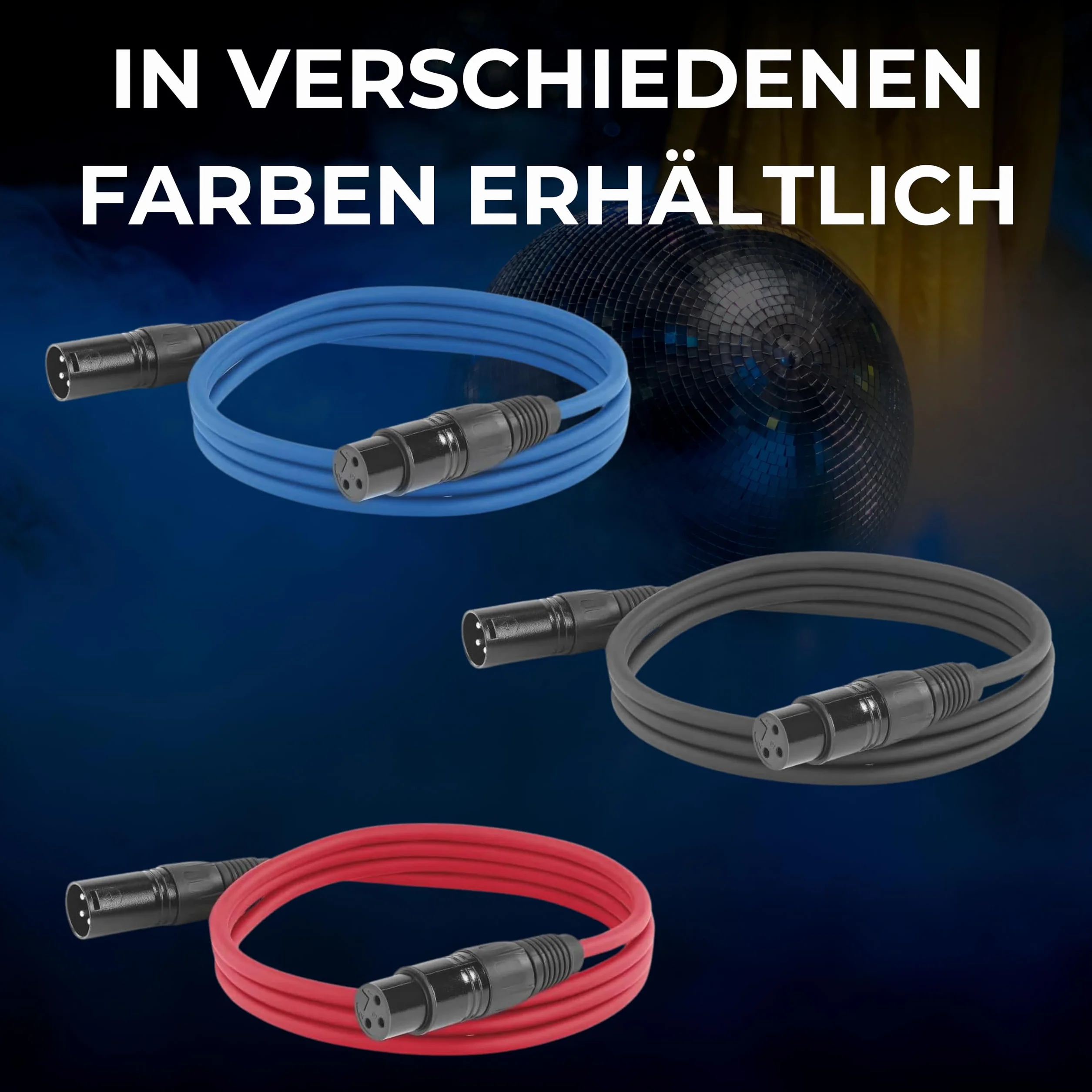 ETEC, Kabel XLR, kabel mikrofonowy, wtyczka XLR na gniazdo XLR, kabel łączący XLR, niebieski, 1,50 m