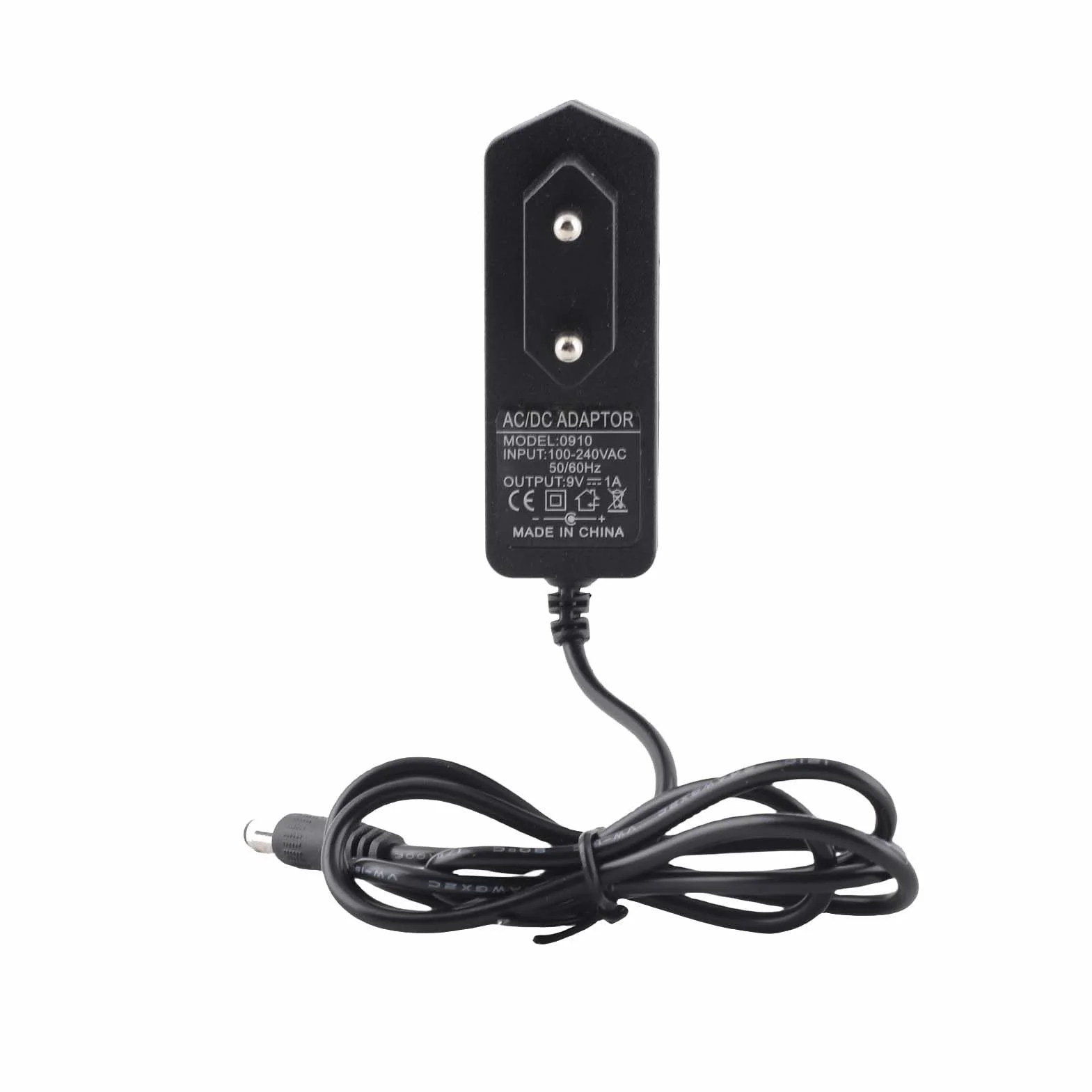 Zasilacz 9V, zasilacz AC/DC do efektora gitary elektrycznej, uniwersalny zasilacz do pojedynczego efektora gitary elektrycznej 100-240V (wtyczka EU)