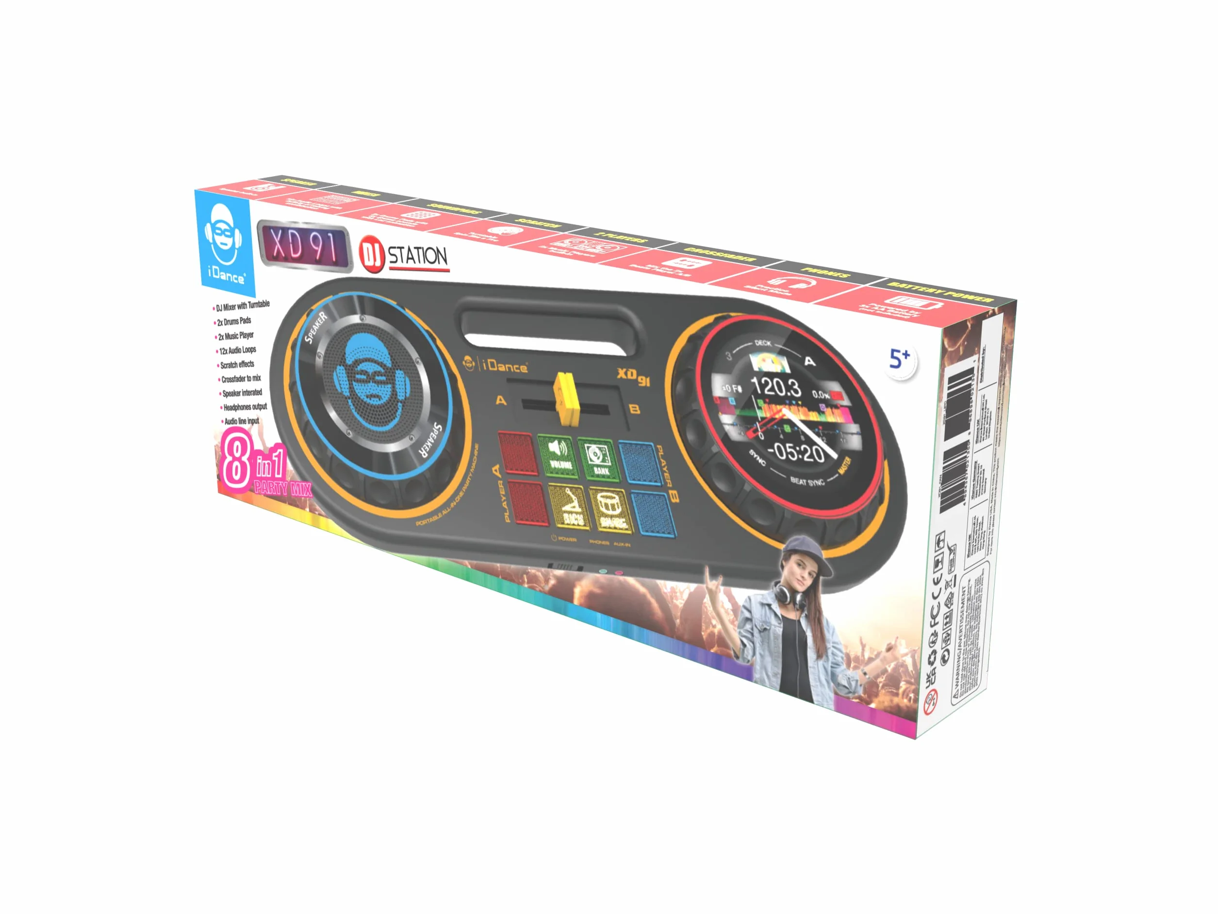 Cefa Toys Mieszanka DJ 8 W 1 41,4x15,4x4,8 cm 12 pętli audio Crossfader